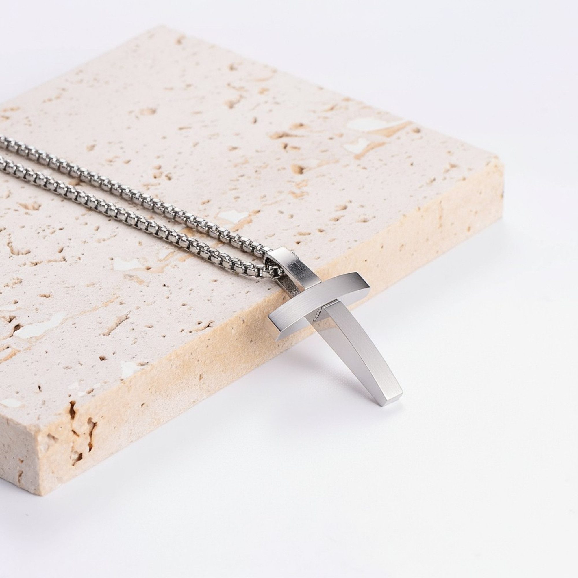 KARMA Kette mit Anhänger Herrenkette mit Kreuz aus Edelstahl (lange Haltbar günstig online kaufen