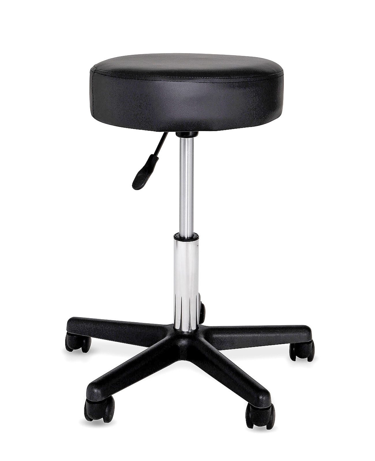 dibea Drehhocker Rollhocker, Drehhocker aus Kunstleder, höhenverstellbar mit Rollen, schwarz