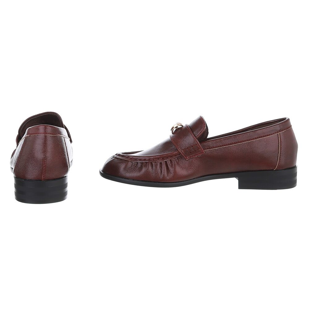 Ital-Design Damen Loafer mit Schmuckdetail und Blockabsatz Slipper (92125317) Blockabsatz Mokassins in Bordeaux – Bild 5 von 5