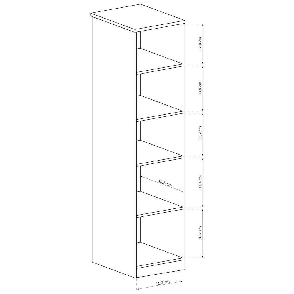 Lomadox Vitrine TEORA-161 in Lefkas Eiche Oak braun Metallgriffe Glastür 46x190,5x44 cm – Bild 4 von 5