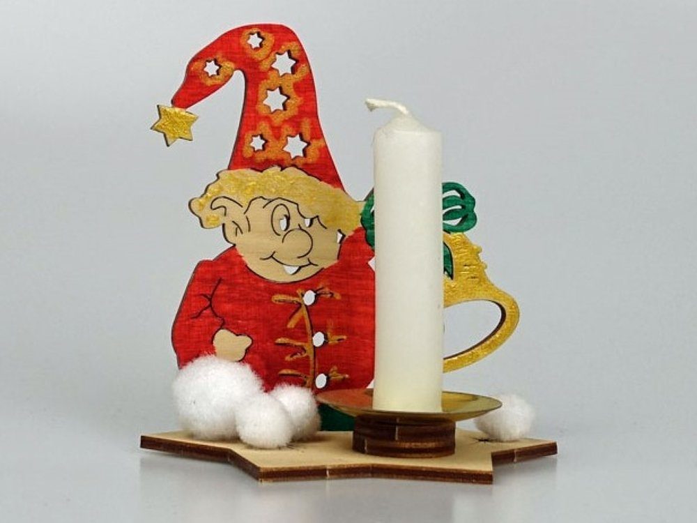 DeColibri Kreativset Bastelset Basteln Weihnachten Holz Wichtel Glocke