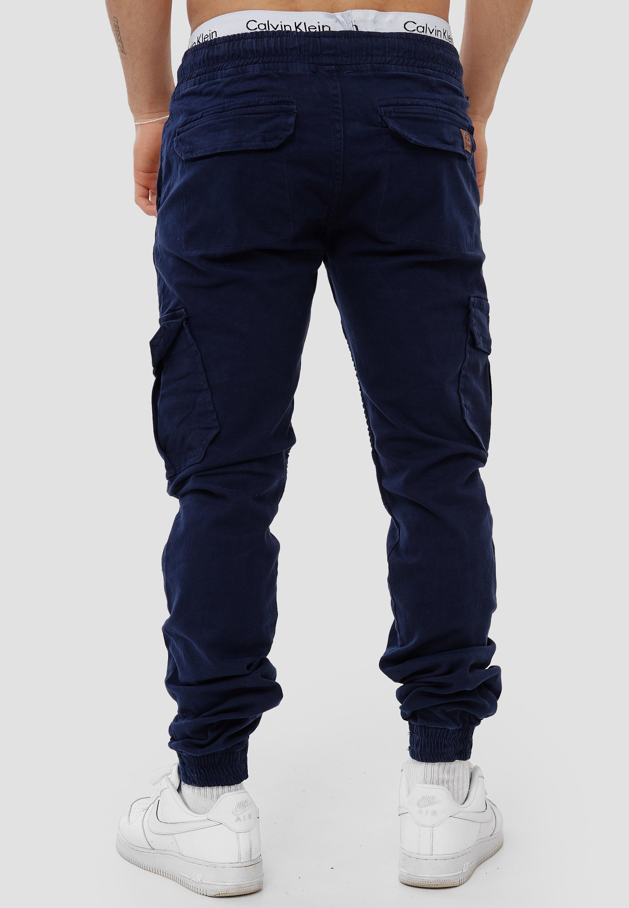 Freizeit Cargohose 1-tlg) Navy Business (Chino Straight-Jeans OneRedox Streetwear, Casual H-3414