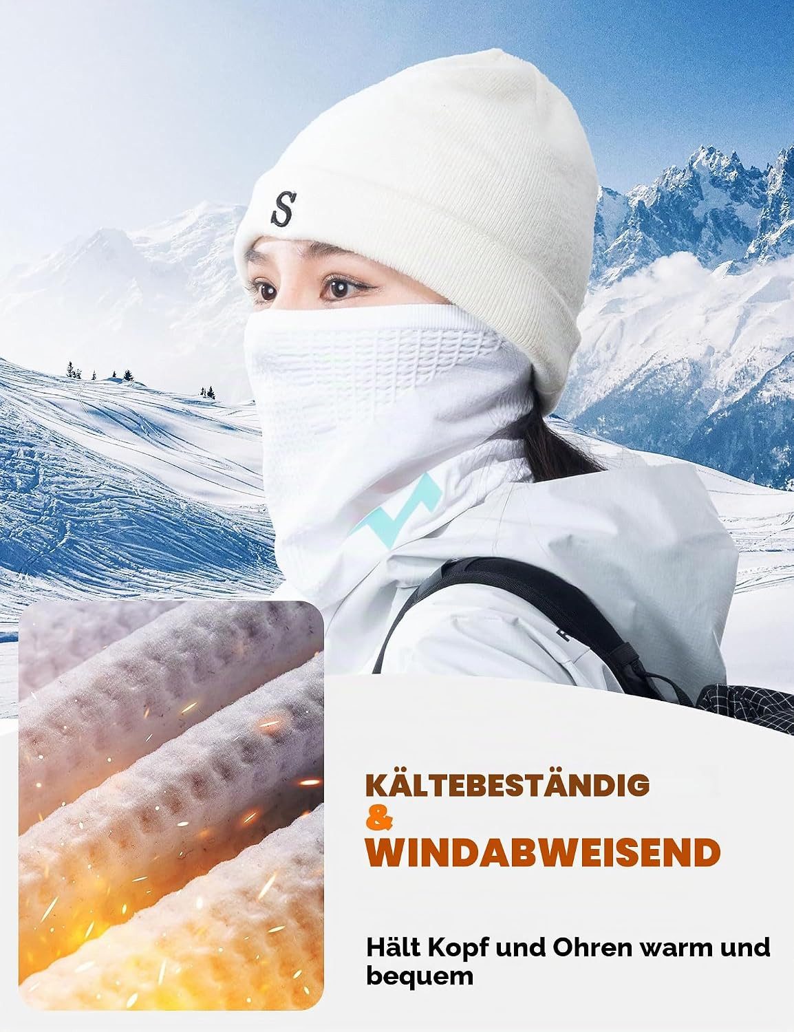 ROCKBROS Halswärmer Halbe Sturmhaube für Damen - warm, winddicht, atmungsaktiv