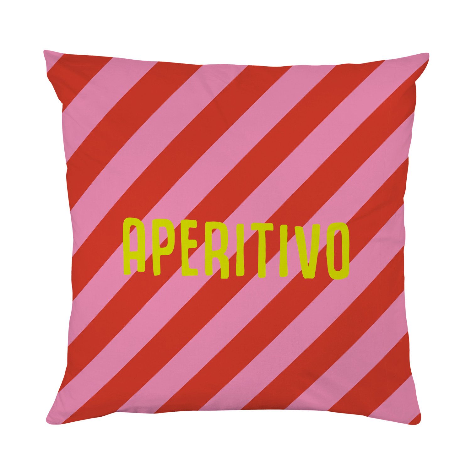 queence Dekokissen Aperitivo rot rosa gestreift, Beidseitig bedruckte Kissenhülle, Kissen 40x40cm, inkl. Reißverschluss