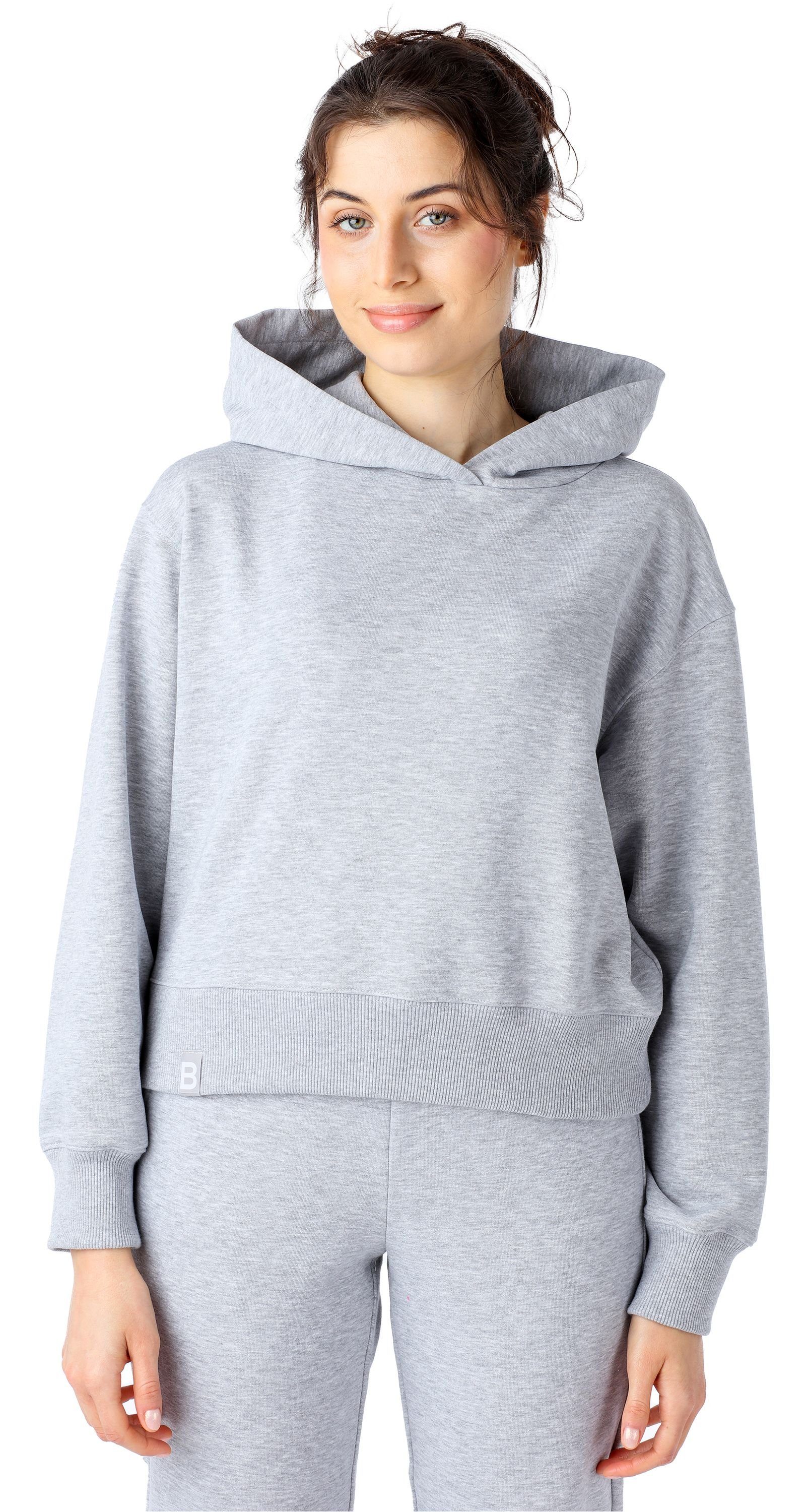 Kapuzensweatshirt Kapuzenpullover kurz Damen Sportanzug Oberteil Jogging Pullover BLV208