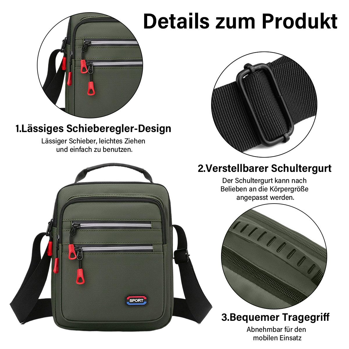 RWEUOQ Umhängetasche Herren Multifunktionale Schultertasche mit günstig online kaufen