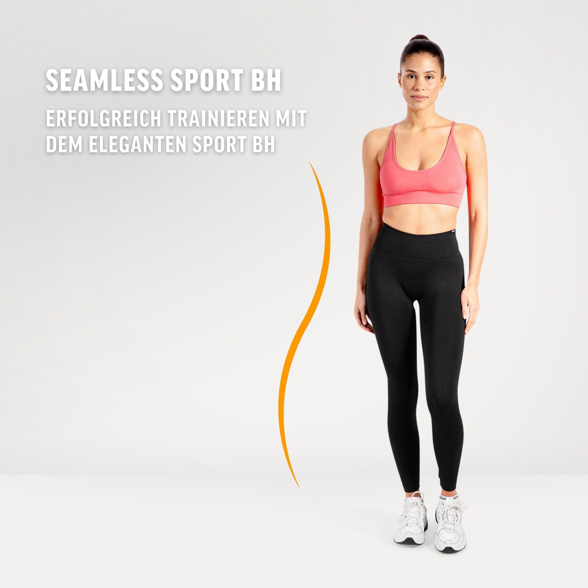 Smilodox Sport-BH Cetrina, Seamless Sport Bra eleganter Rückenausschnitt Fitness Push-Up BH V-Ausschnitt ohne Bügel Atmungsaktiv Bustier Yoga Alltag
