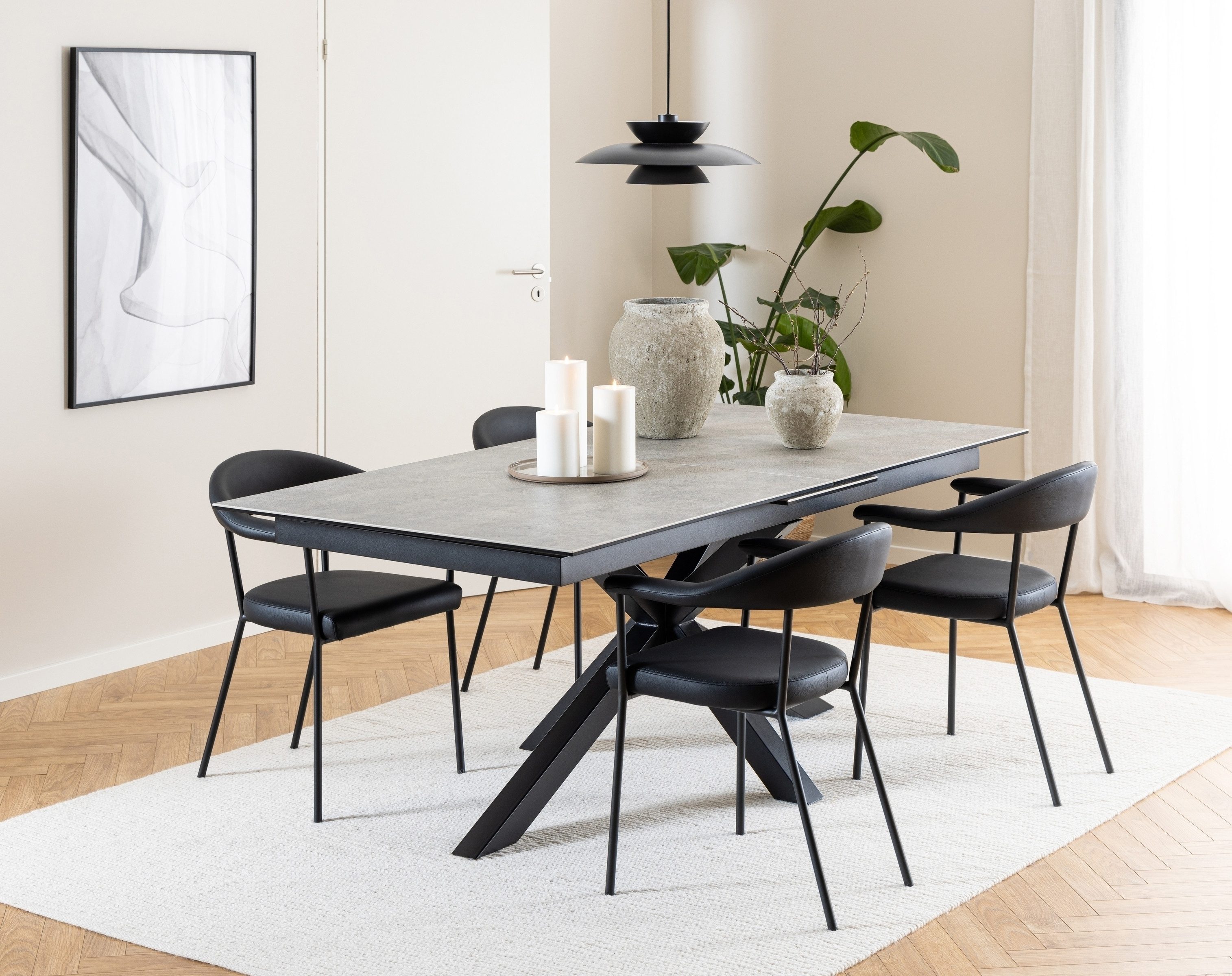 freiraum Kulissentisch Heaven, (ausziehbar bis 240cm), Grau, Glas-Keramik - 200(240)x76x100cm (BxHxT)
