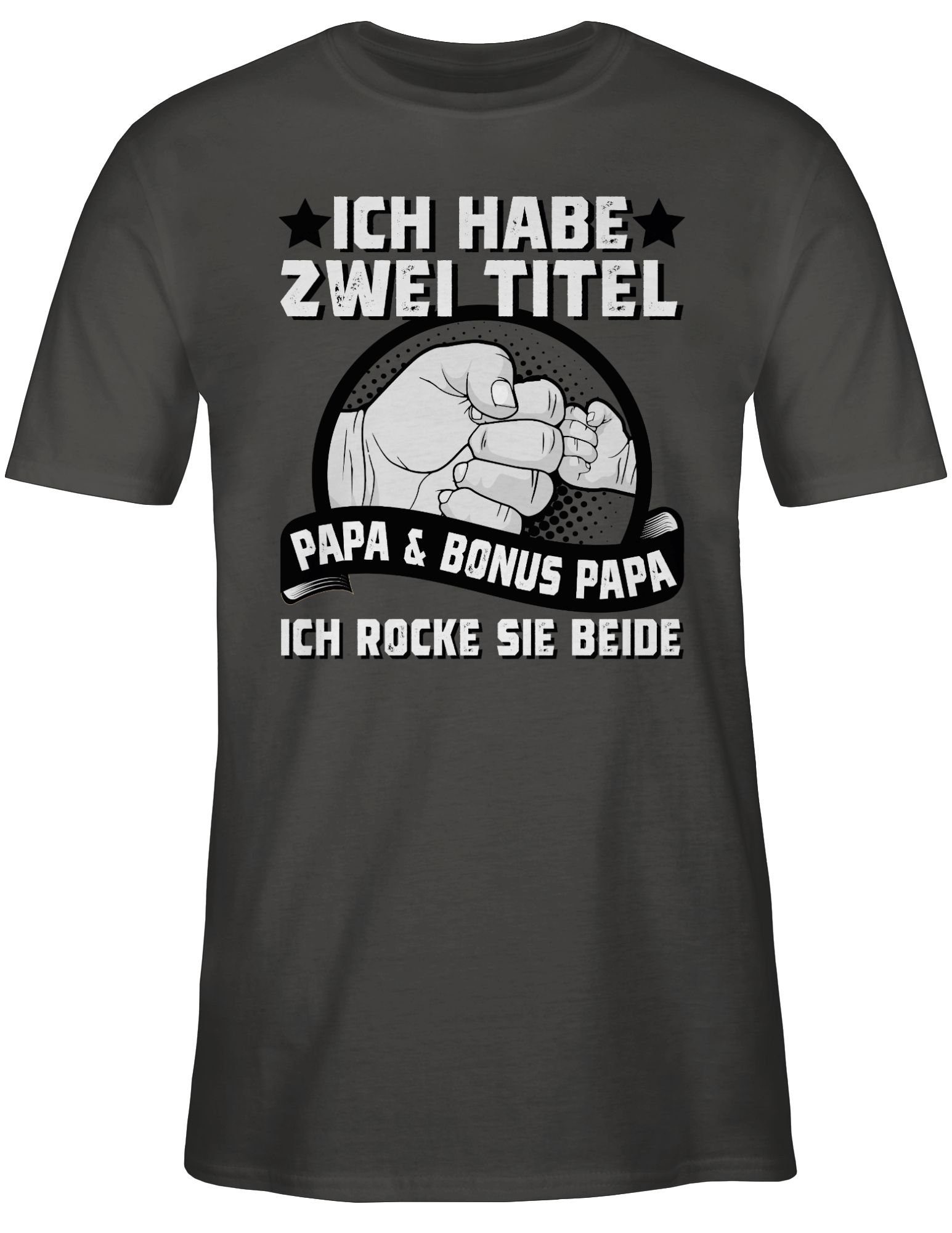 Shirtracer T-Shirt Ich für I 1 zwei Papa Dunkelgrau Titel Bonus Vatertag - Geschenk und Papa habe Stiefvater Papa