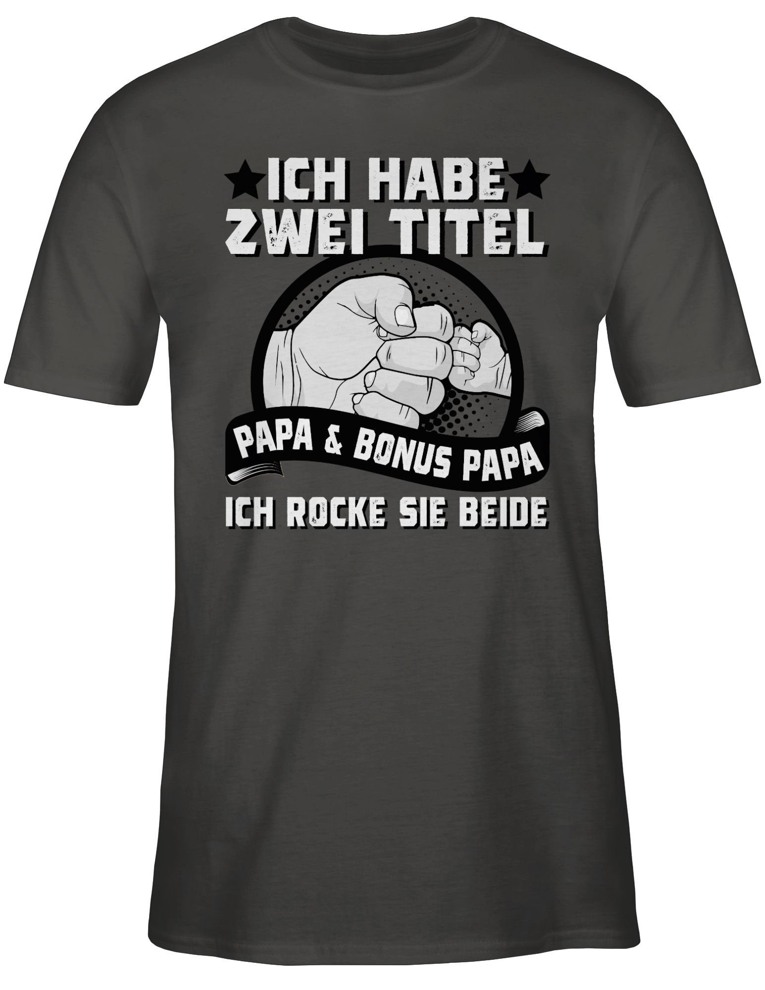 Ich und Papa - T-Shirt für 1 Dunkelgrau Papa Stiefvater Bonus Papa habe I Vatertag Titel Shirtracer Geschenk zwei