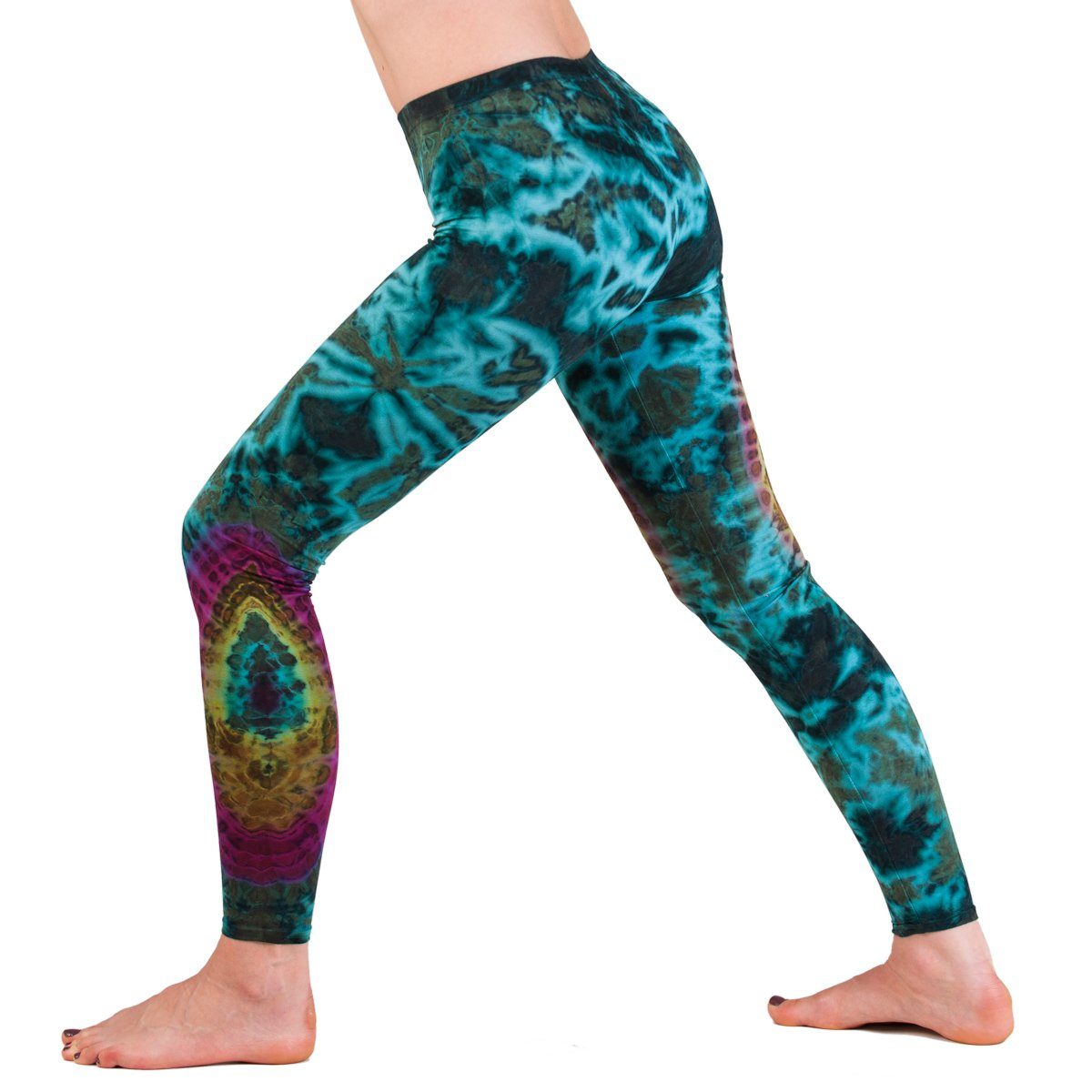 PANASIAM Leggings 'Sonne' Goa Look Hose Yogaleggings Unikat TD16 im lange Batik Sportleggings Leggings Leggings Viskose Sporthose blau aus Batik natürlicher