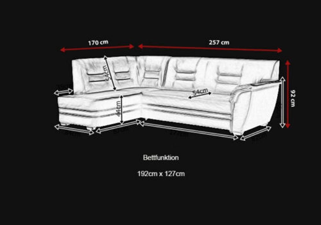 JVmoebel Schlafsofa Sofa Bettkasten Bettfunktion Designer Sofa mit Ecksofa, + Schwarz Ecksofa