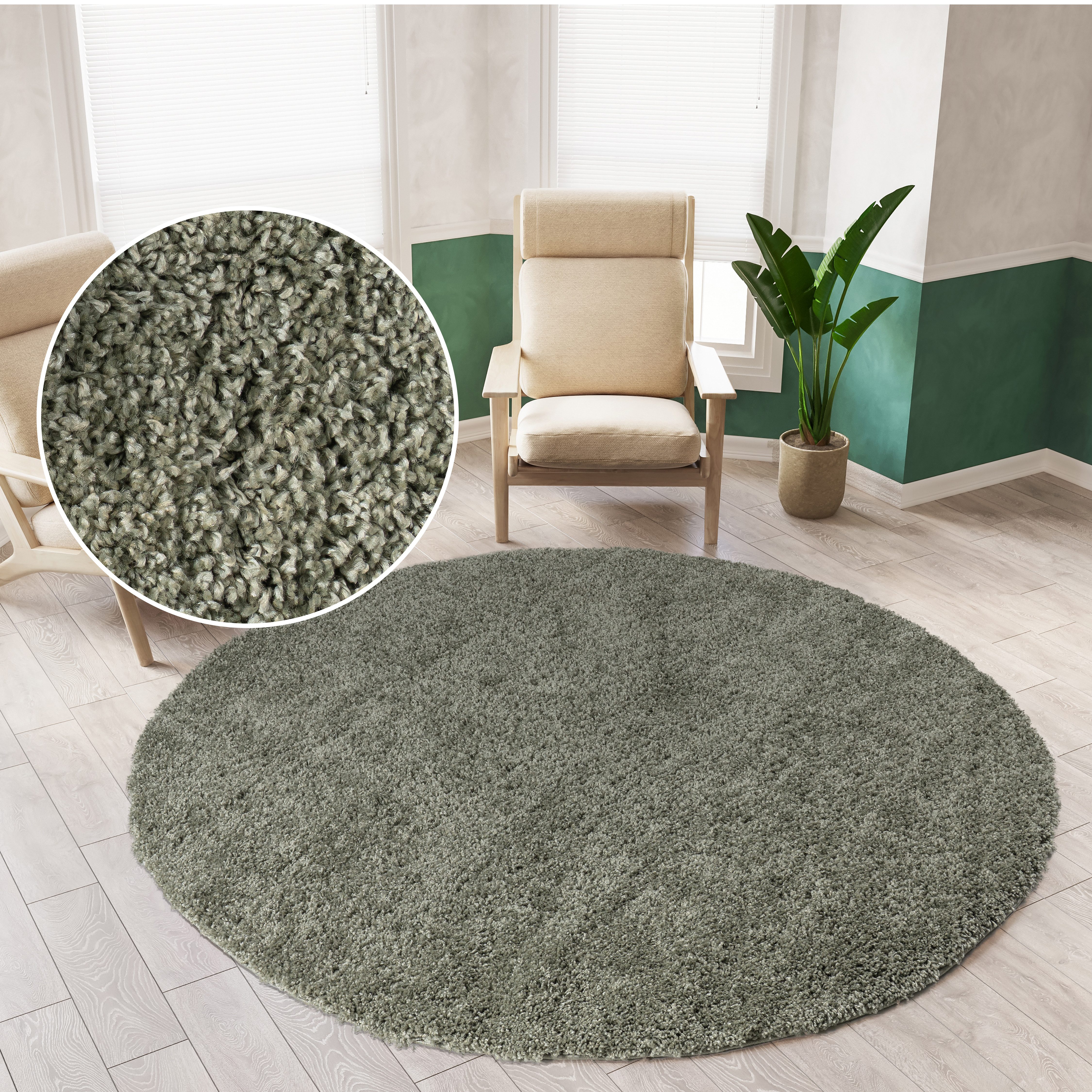 my home Teppich Viva rund, rund, Höhe: 45 mm, Uni-Farben, einfarbig, besond günstig online kaufen