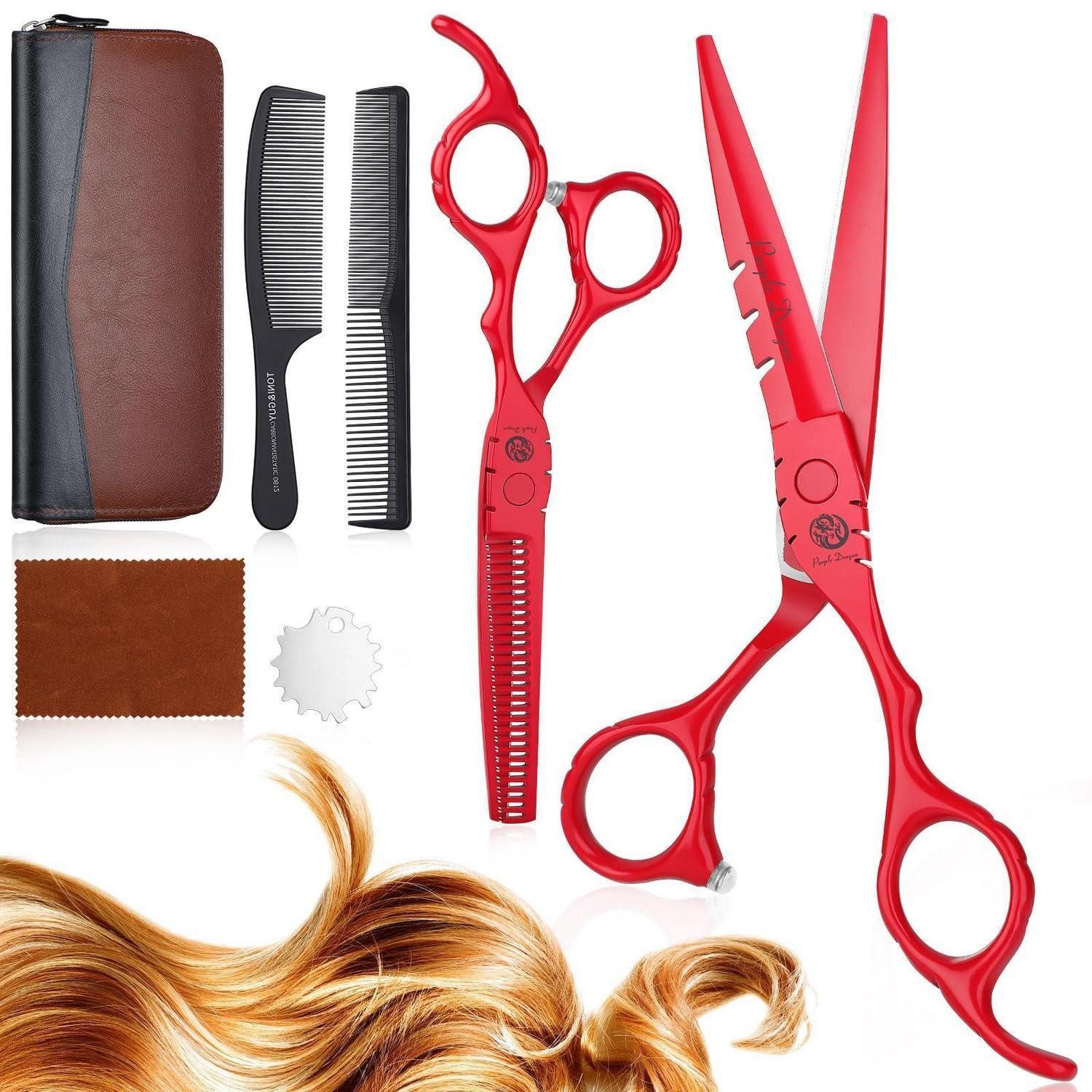 LuxusKollektion Scheren-Set Friseurscheren Set 6 Zoll Rot