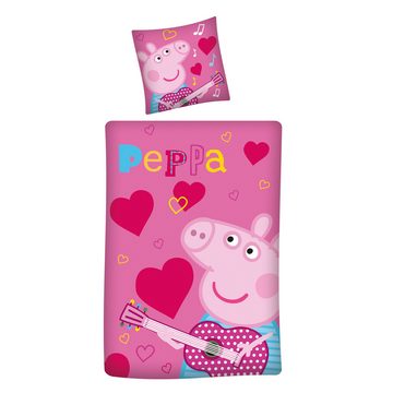 Kinderbettwäsche Peppa Wutz Pig Dance Bettwäsche Linon / Renforcé, BERONAGE, 100% Baumwolle, 2 teilig, 135x200 + 80x80 cm