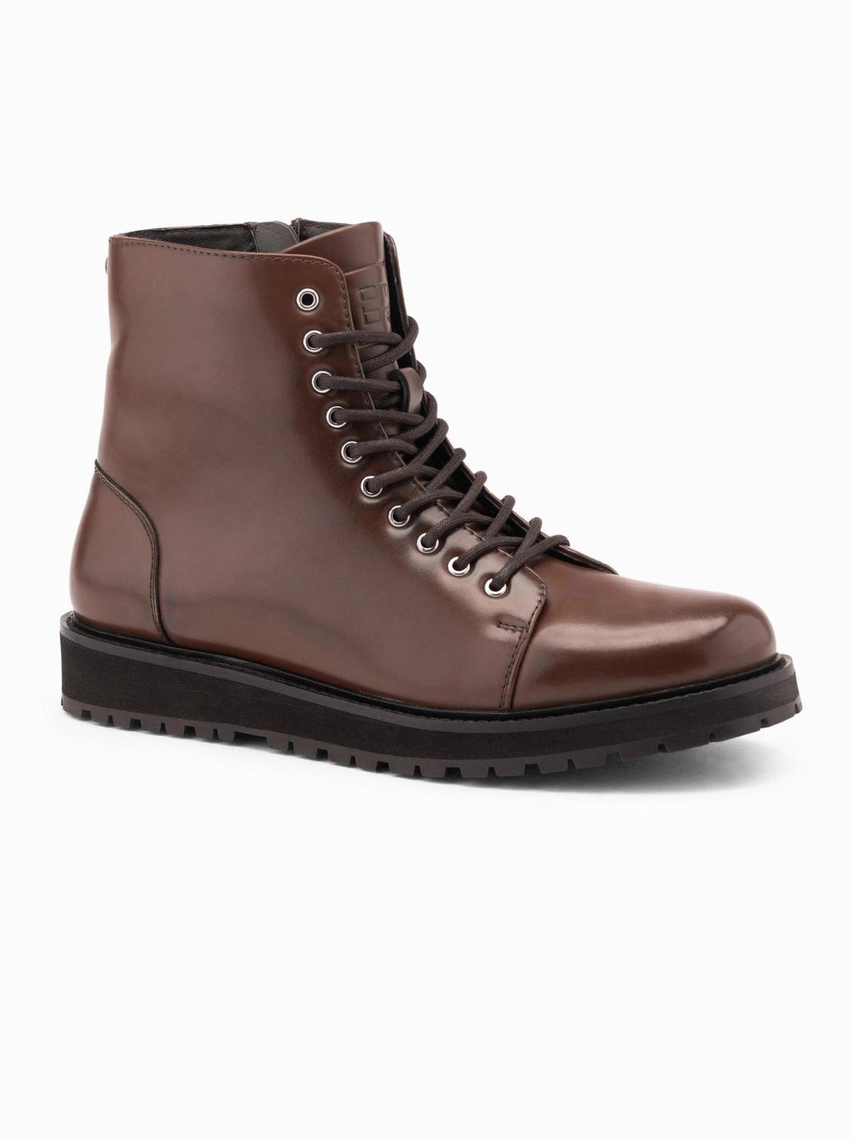 OMBRE Hohe Herren-Boots aus glänzendem Öko-Leder Schnürboots – Bild 4 von 5