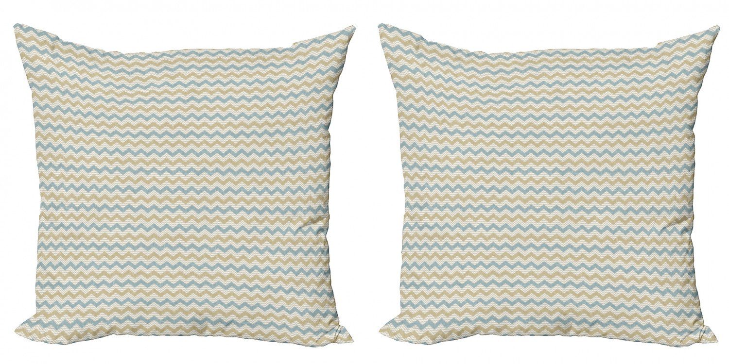 Kissenbezüge Modern Accent Doppelseitiger Digitaldruck, Abakuhaus (2 Stück), Beige Herringbone Line Pattern | Kissenbezüge