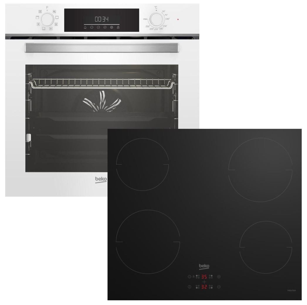 BEKO Backofen-Set SteamShine® Teleskopauszug + Induktionskochfeld Timer autark 60cm NEU