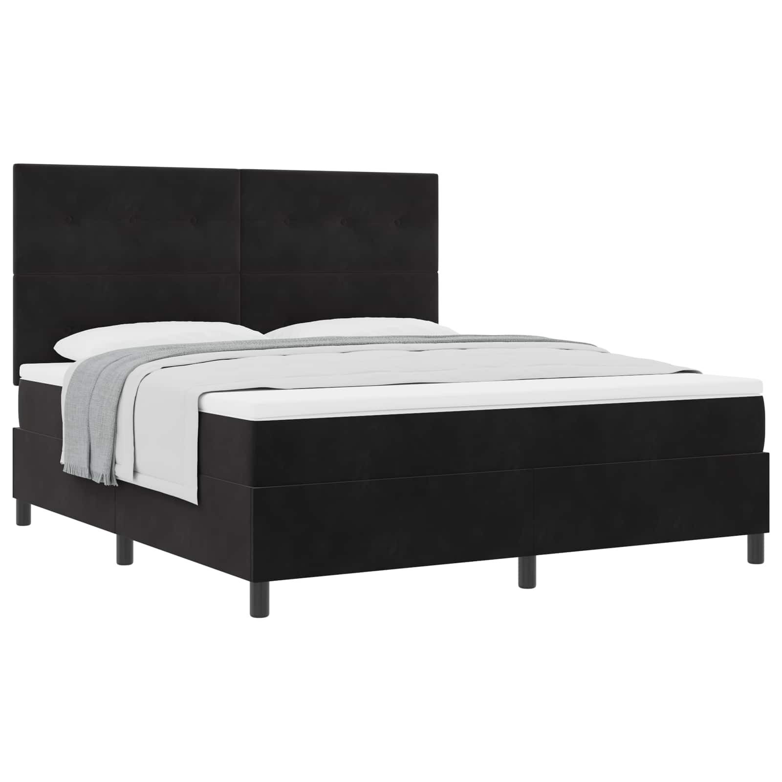 Bett Boxspringbett mit Kopfteil Schwarz 180 x 200 cm Samt
