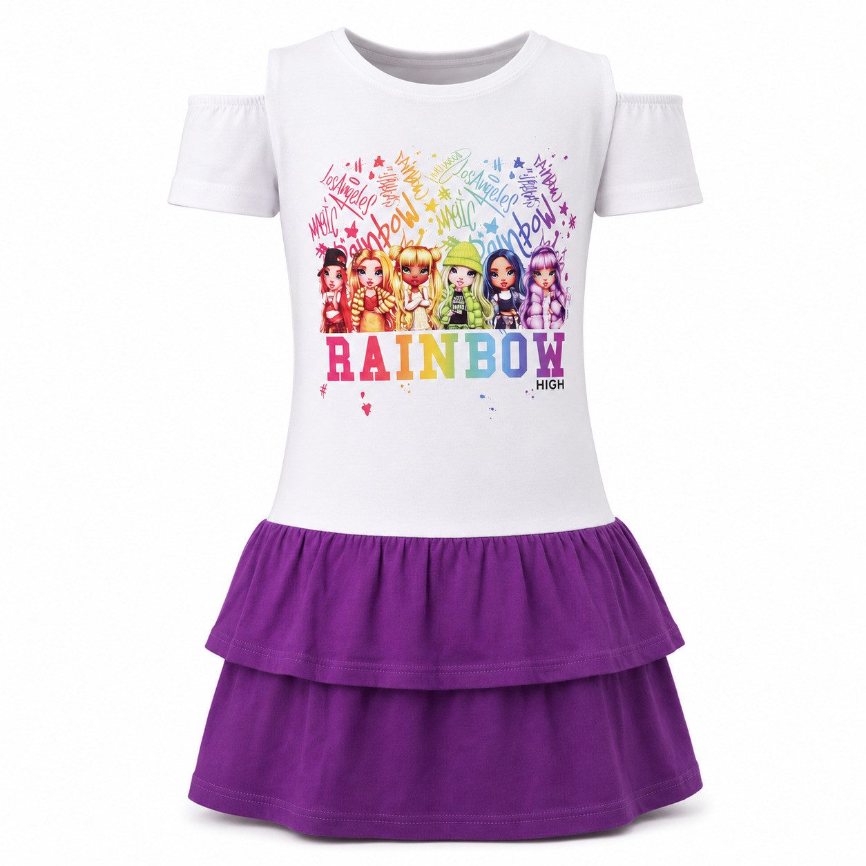 Rainbow High Sommerkleid Rainbow High Mädchen Kinder Sommerkleid kurzes Kleid Gr. 104 -110 100% Baumwolle