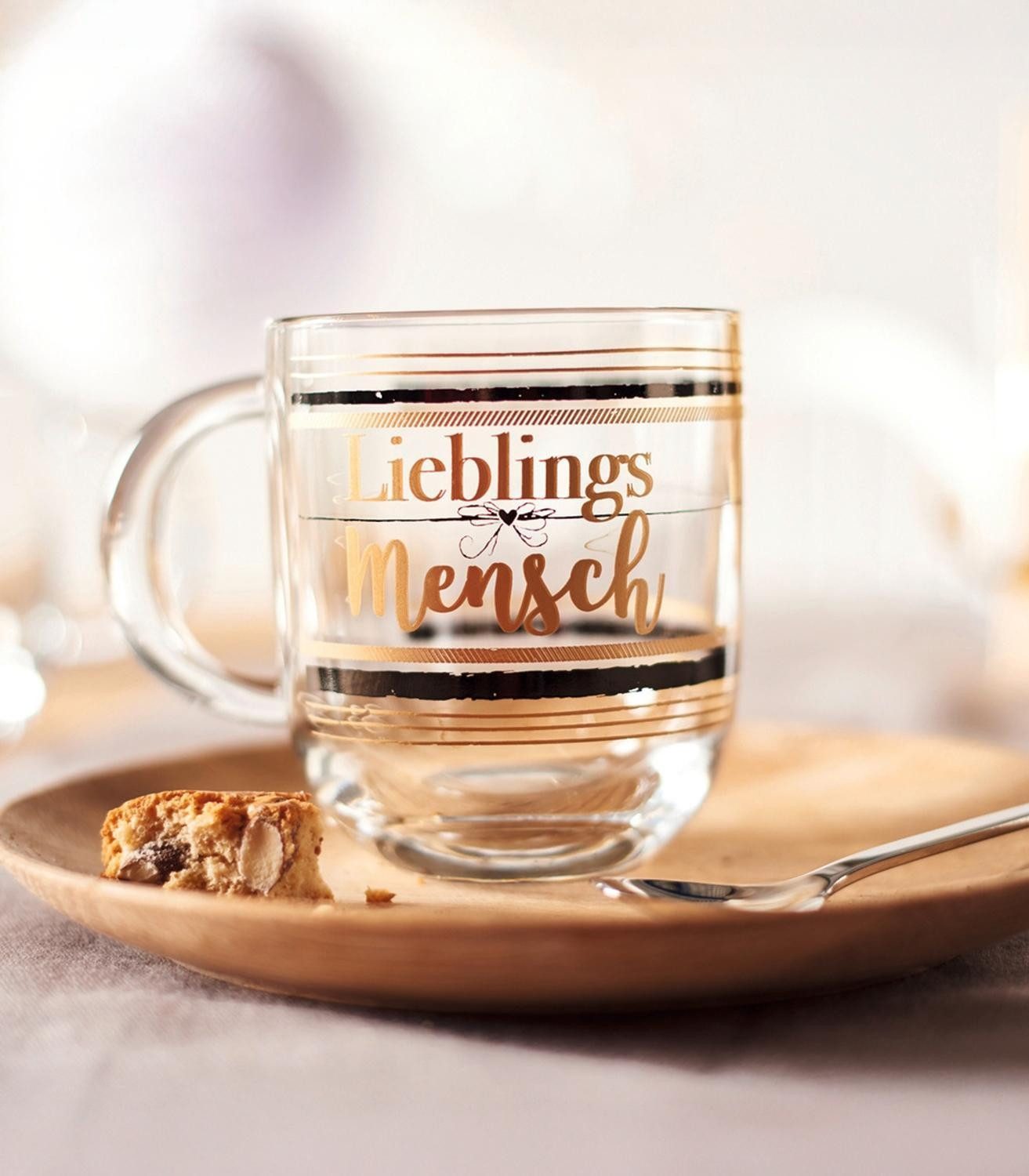 LEONARDO Tasse EMOZIONE, 400 ml, Transparent, Schwarz, Goldgelb, 1-tlg., Glas, spülmaschinen- und mikrowellengeeignet