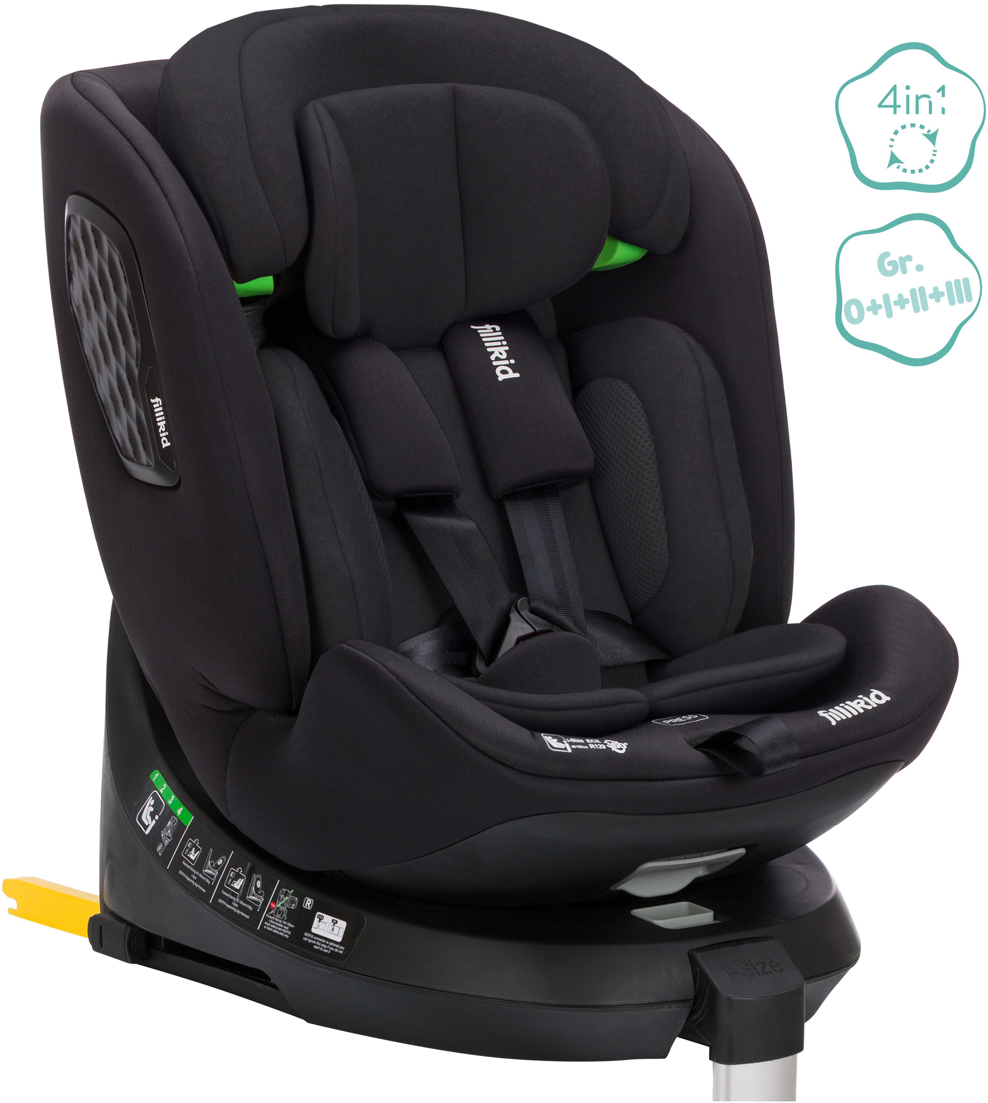Fillikid Autokindersitz Aris, ab: ab Geburt, bis: bis 12 Jahre, ab: 40 cm, bis: 150 cm, 360° drehbar, inkl. Isofix