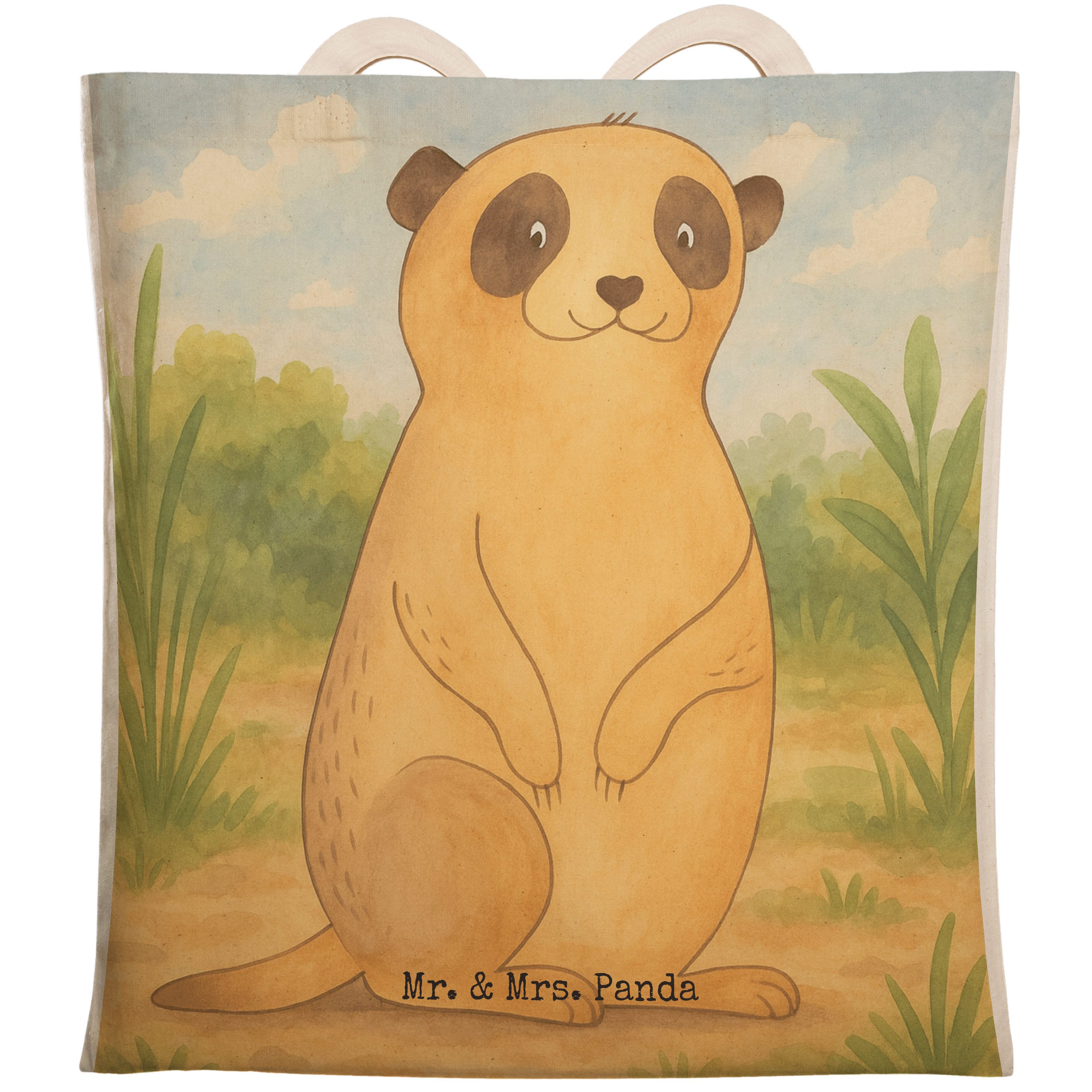 Tragetasche Erdmännchen Design, Tote Bag, Weiß, Stofftragetasche, Afrika, Roadtri
