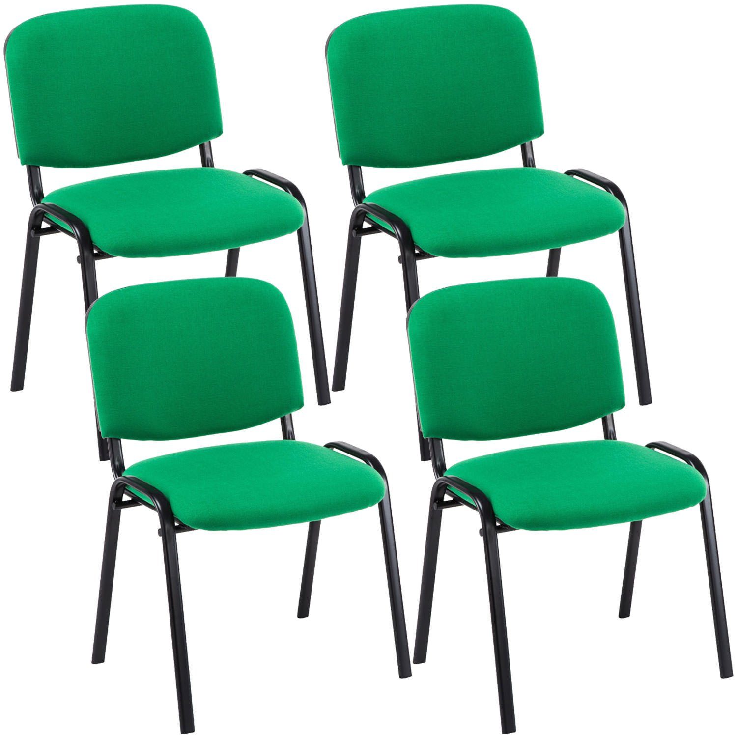 TPFLiving Besucherstuhl Keen mit hochwertiger Polsterung - Konferenzstuhl (Besprechungsstuhl - Warteraumstuhl - Messestuhl, 4 St), Gestell: Metall schwarz - Sitzfläche: Stoff grün