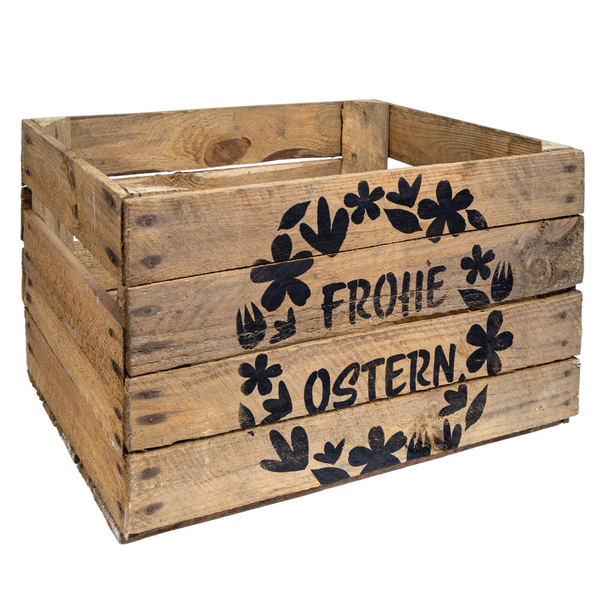 Kistenkolli Altes Land Allzweckkiste Holzkiste Ostermotiv Frohe Ostern 50x40x30 cm Gebraucht Natur