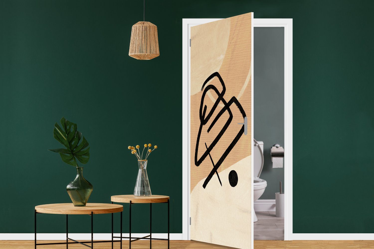 Tür, Türaufkleber, - Schwarz cm 75x205 Braun, für Türtapete Design St), (1 Fototapete MuchoWow - Matt, bedruckt,
