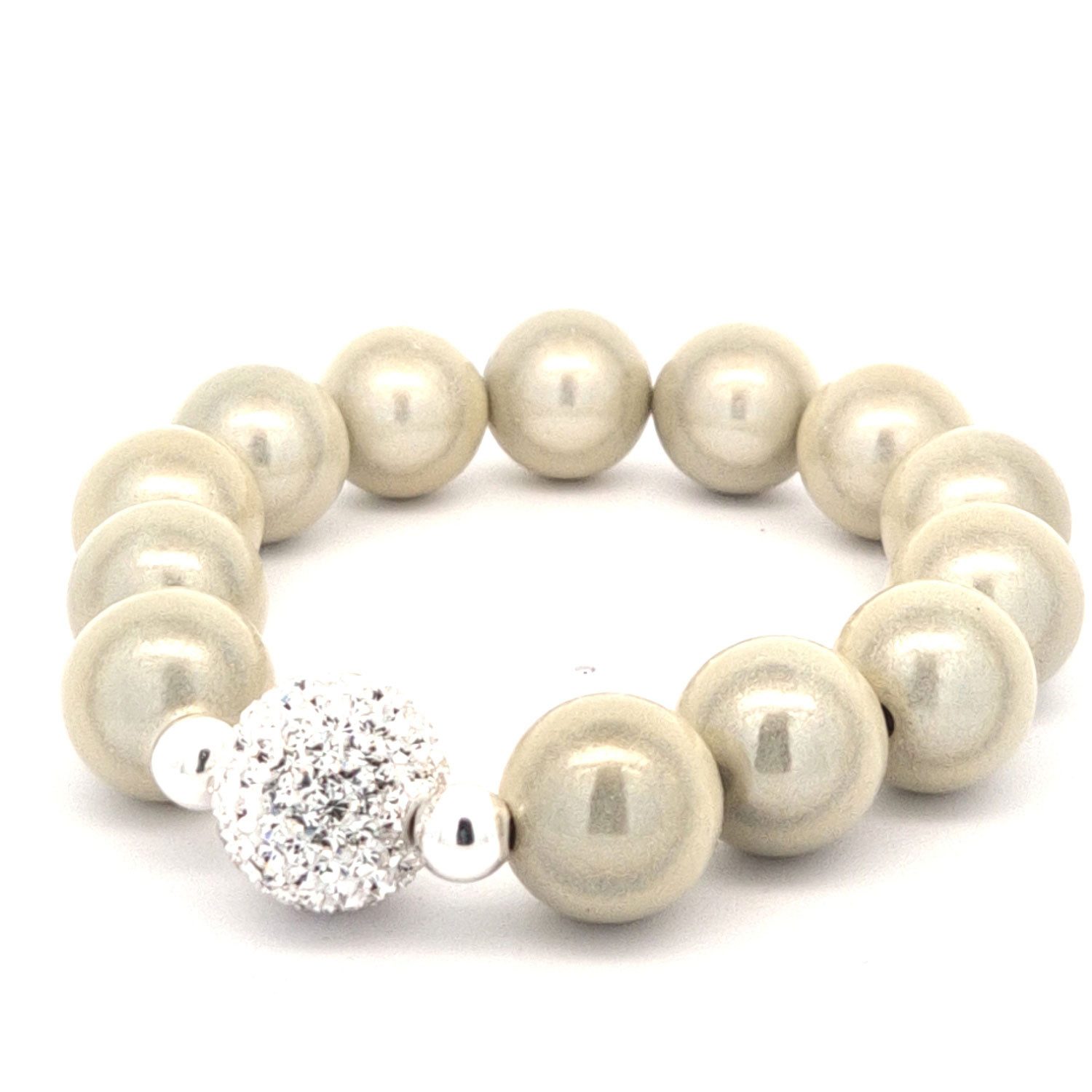Impala Perlenarmband Glanzvolles 14-mm Perlenarmband mit funkelnder Shamballa-Perle