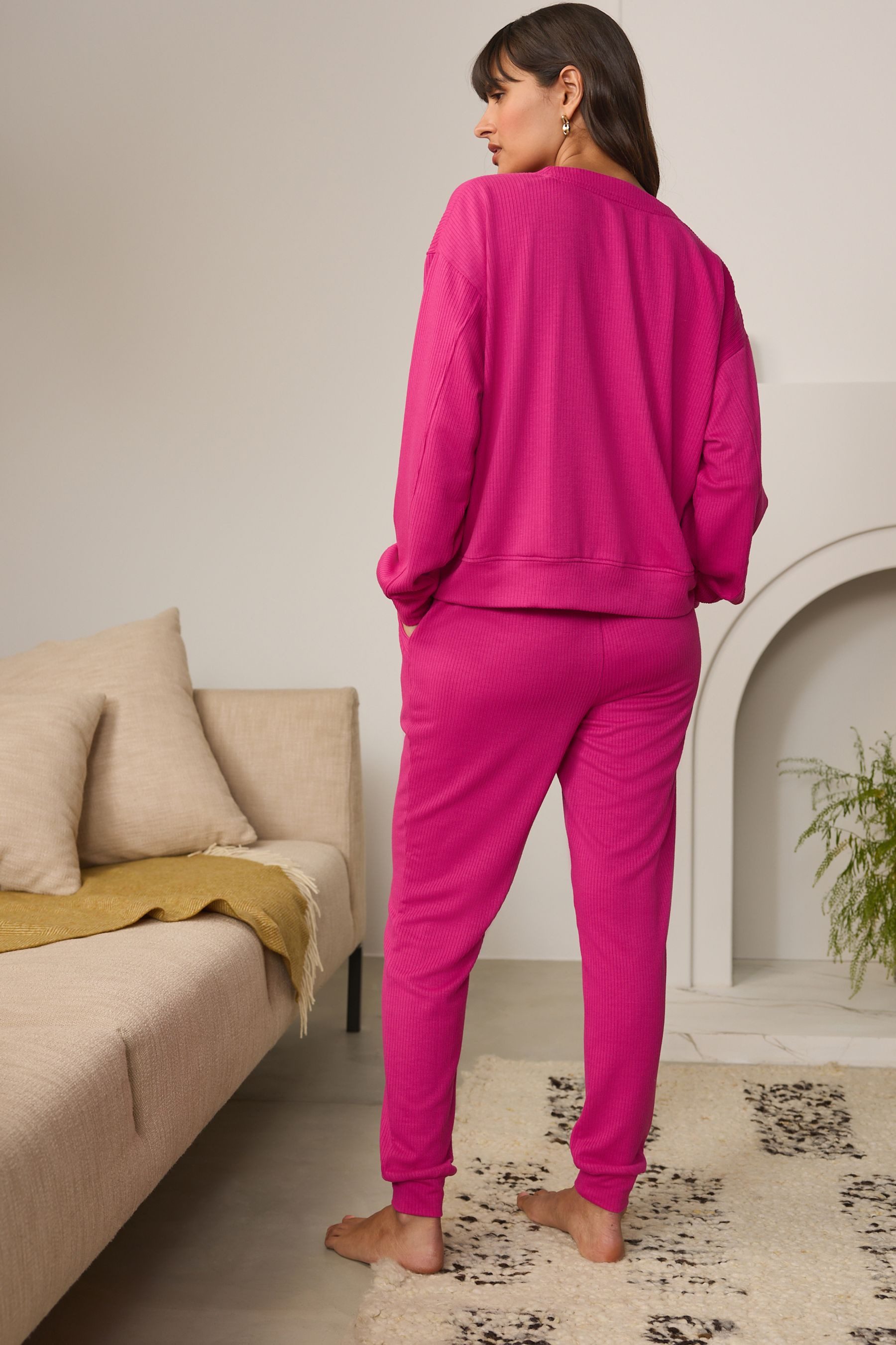 Next Pyjama Gerippter Langarm-Pyjama (2 tlg)