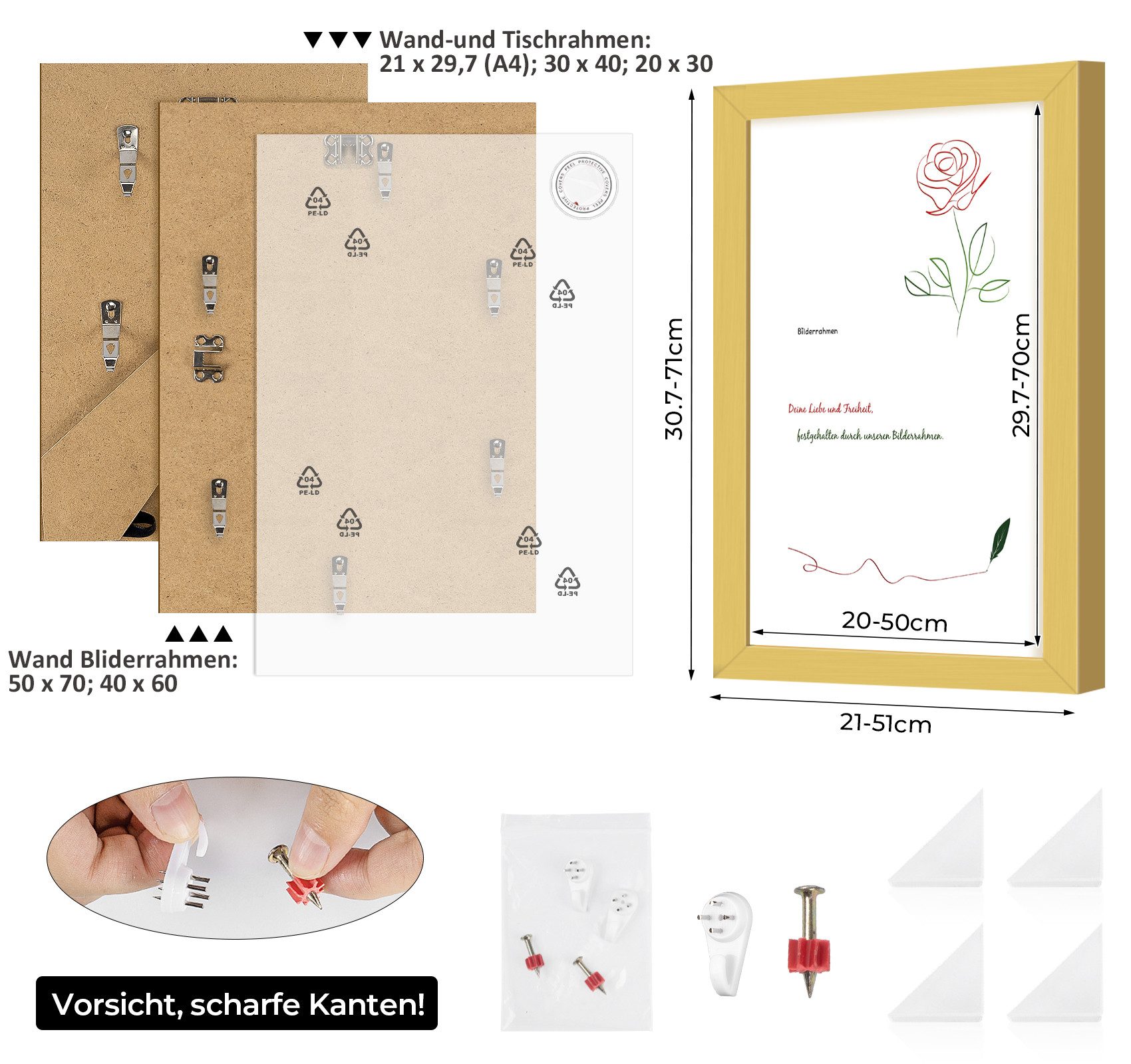 Homewit Bilderrahmen Aluminiumlegierung Fotorahmen, MDF Rückwand, günstig online kaufen