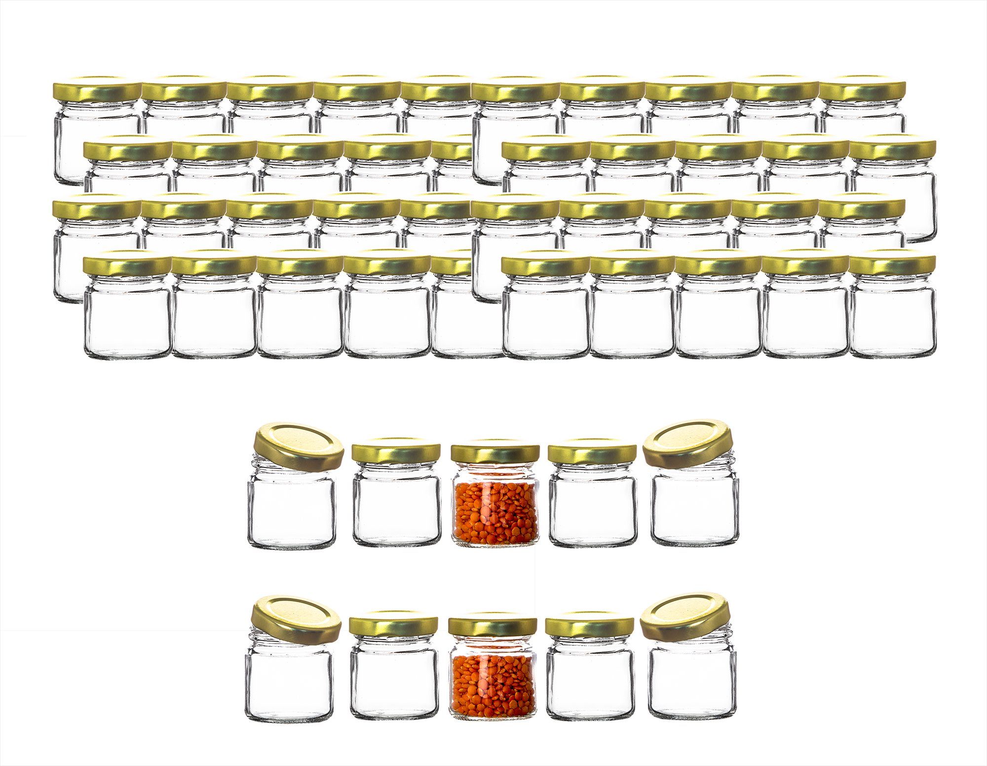 BigDean Einmachglas 50x kleine Marmeladengläser 53ml Made in Germany Probiergläser, Glas, (50-tlg)