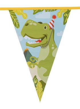 Boland Hängedekoration Dino Wimpelkette 6 m, Deko für Dinosaurier.Freund: Mache Deine Party zum Jurassic Park!