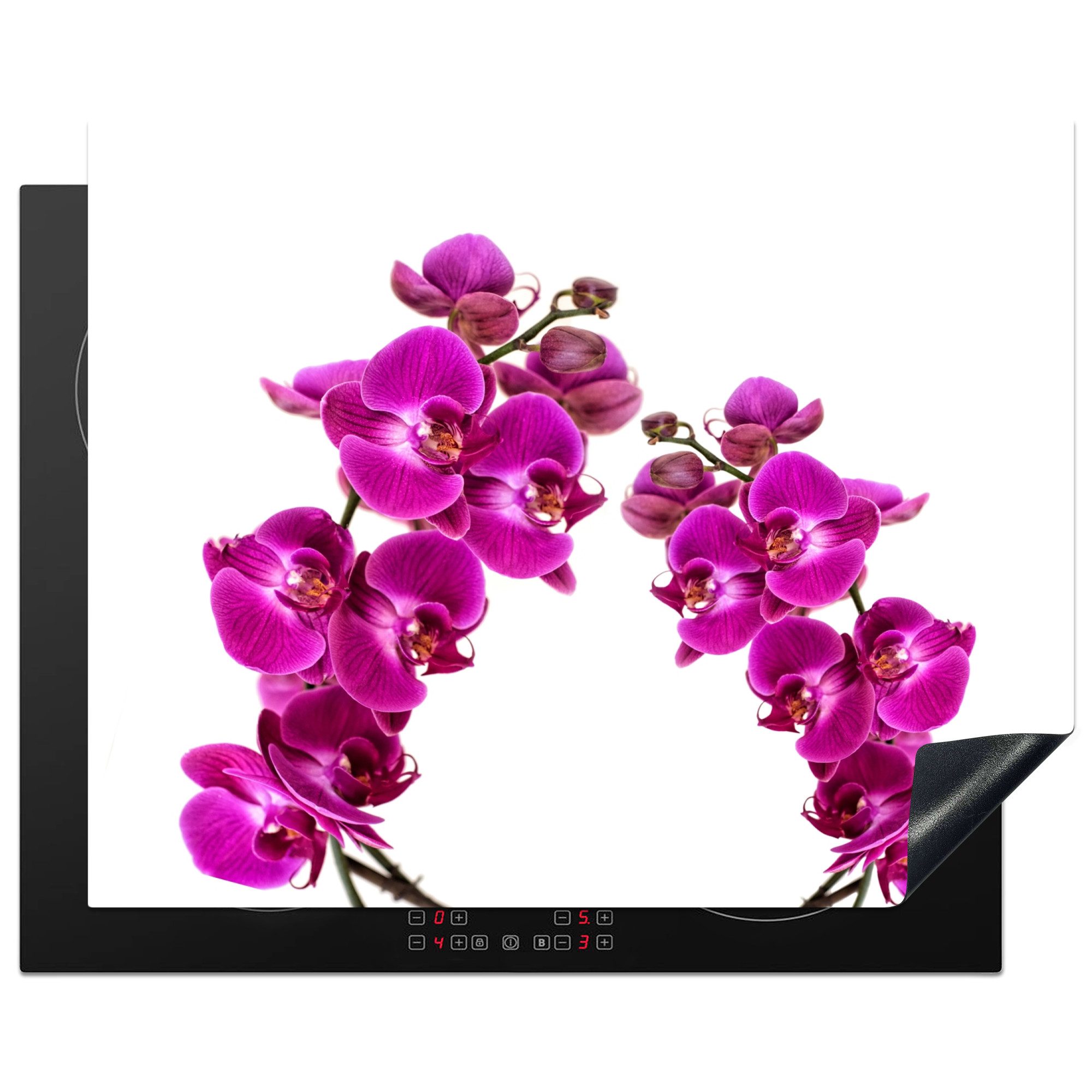 MuchoWow Herd-Abdeckplatte Orchidee - Blumen - Rosa - Weiß, Vinyl, (1 tlg), Abdeckung Induktionskochfeld Schutzmatte, Küche Deko, 65x52 cm