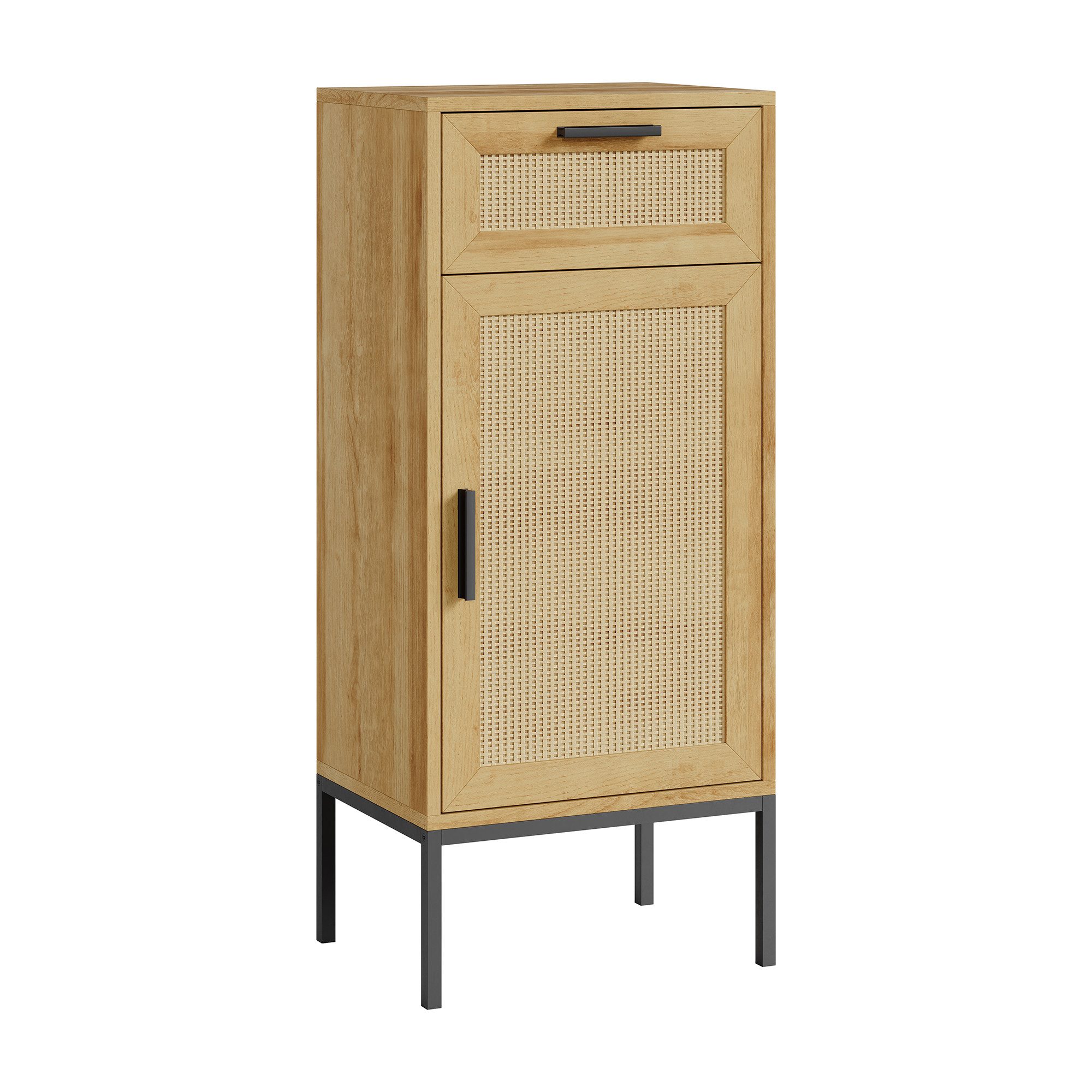 en.casa Midischrank »Marhasa« mit Tür und Schublade 92x40x30 cm Eicheoptik/Schwarz
