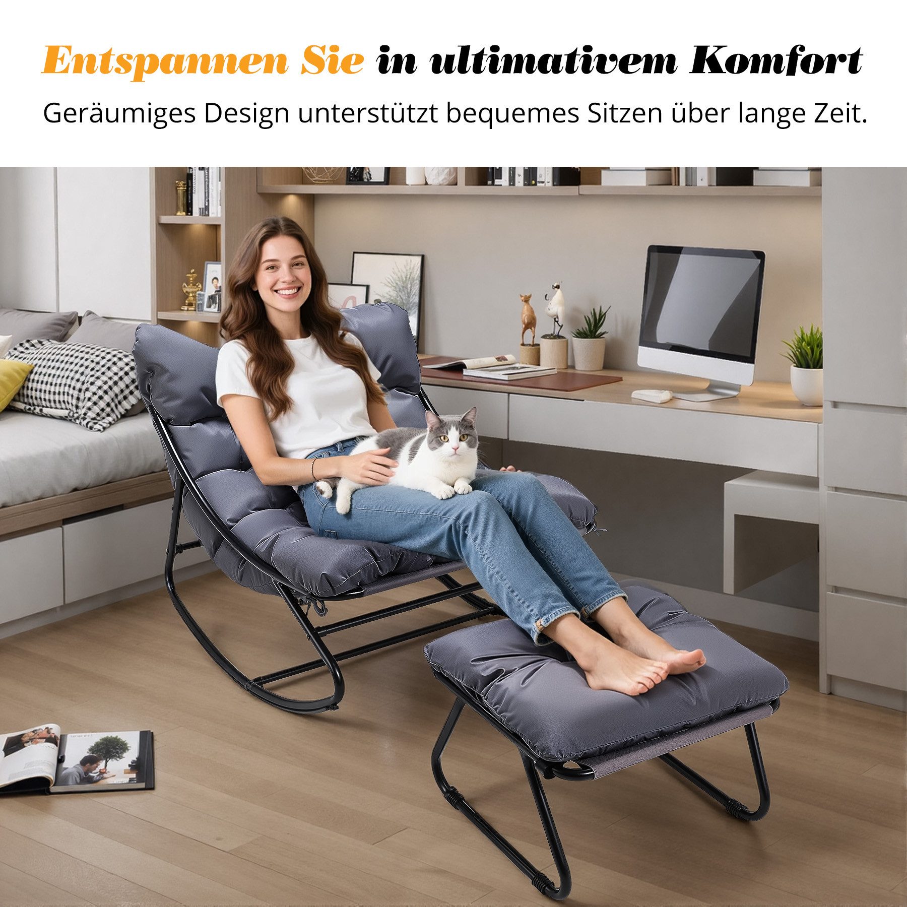 HomeMiYN Loungesessel Loungesessel Sessel Wohnzimmer Gartenliege mit Wendekissen (2er set,bestehend aus sessel mit Gepolsterten Kissen), für kinder,2 erwachsene