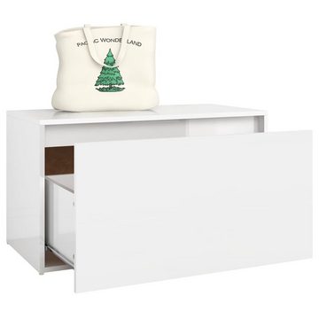 furnicato Truhenbank Flurbank 80x40x45 cm Hochglanz-Weiß Holzwerkstoff