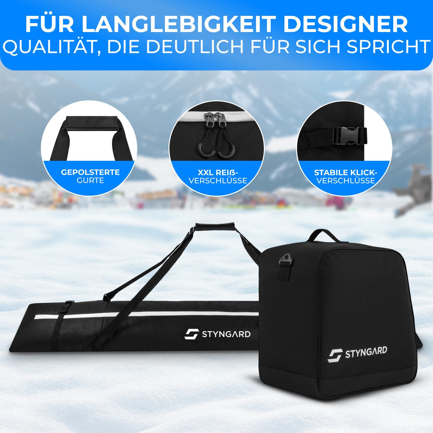 Styngard Skitasche COURCHEVEL (Skisack [180 cm] und Skischuhtasche [38 L), aus robustem Material