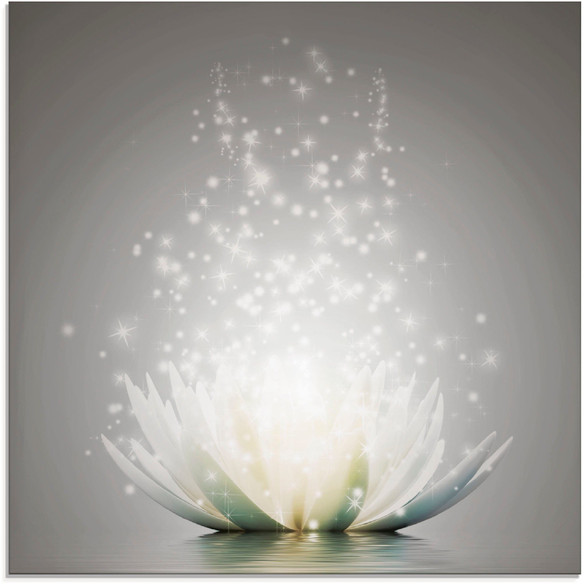 verschiedenen St), Lotus-Blume, der Größen in grau (1 Artland Magie Blumen Glasbild