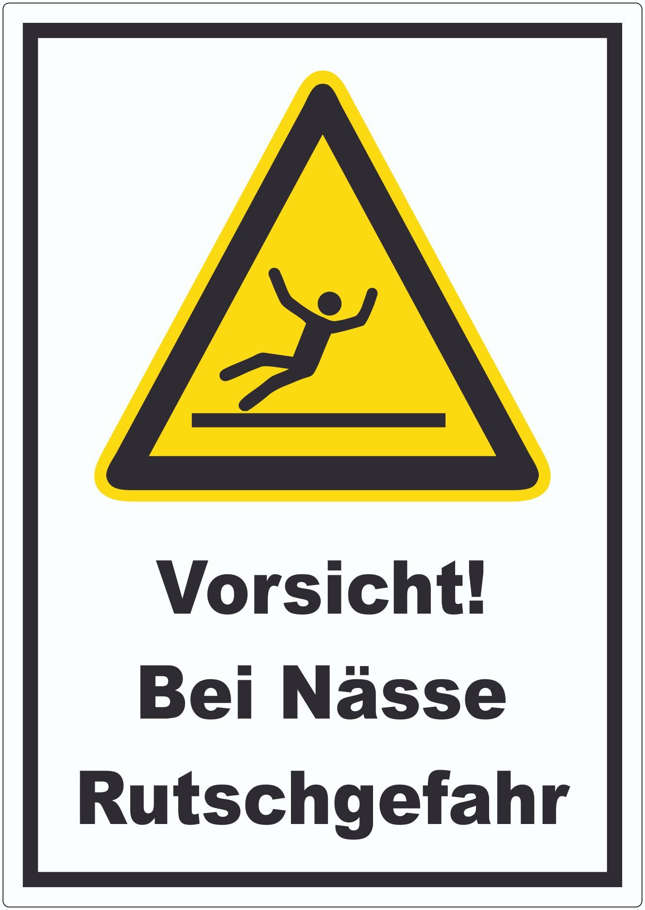 HB-Druck Aufkleber Vorsicht Bei Nässe Rutschgefahr Aufkleber, wetterfest, UV-beständig, kratzfest