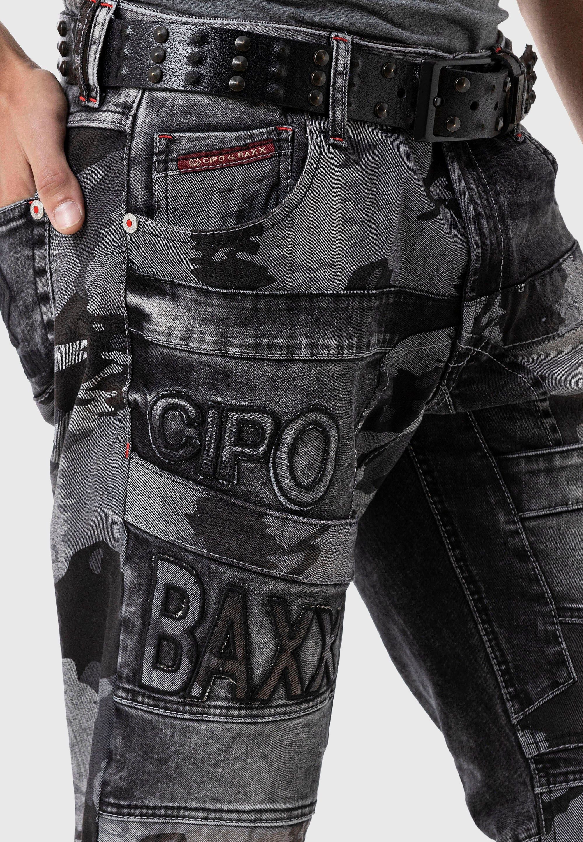 Cipo & Baxx 5-Pocket-Jeans Jeans im Camouflage-Look – Bild 4 von 5
