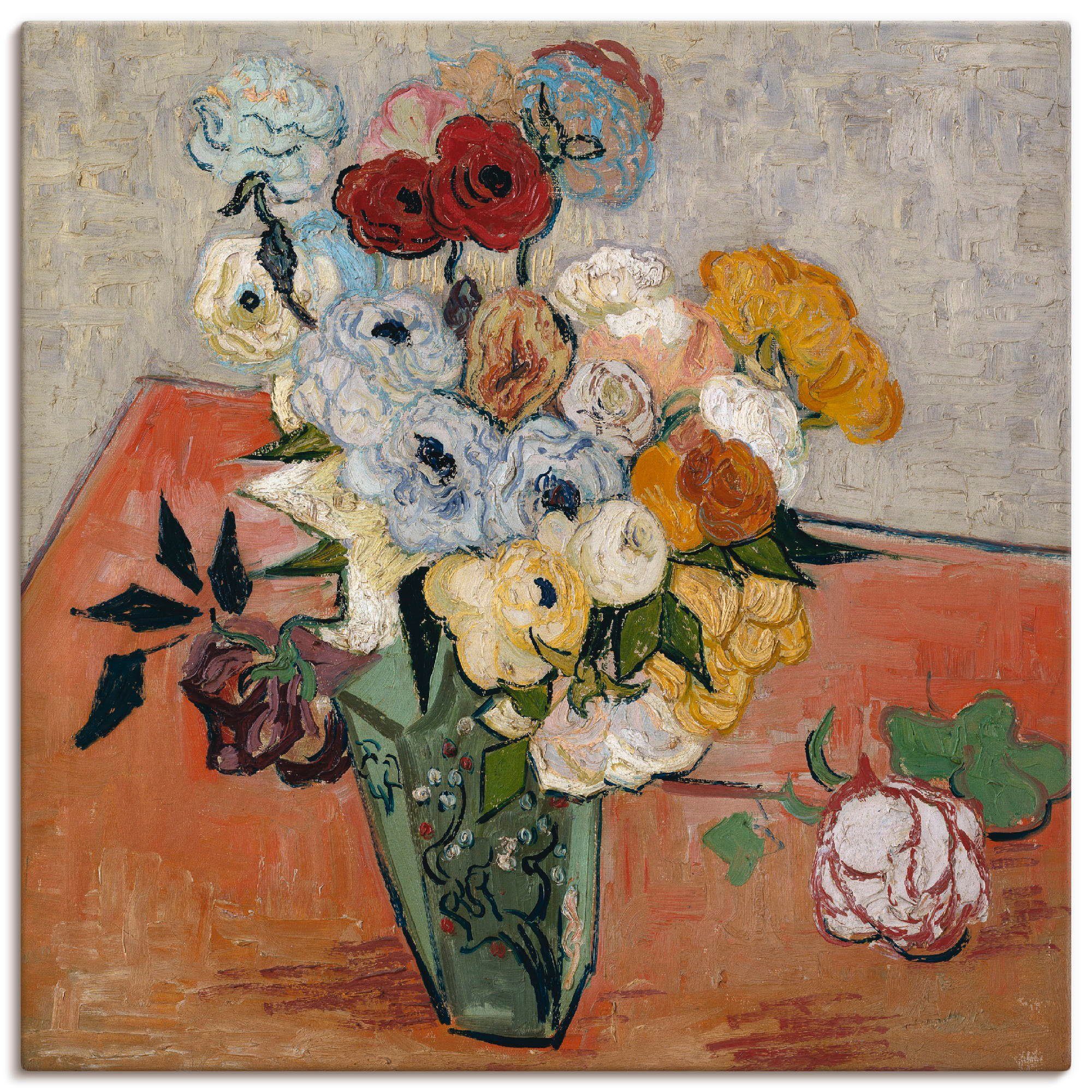 Wandbild oder versch. und mit Blumen als Poster Wandaufkleber Anemonen, Rosen in Artland Vase, St), Stilleben (1 Größen Leinwandbild, japanischer