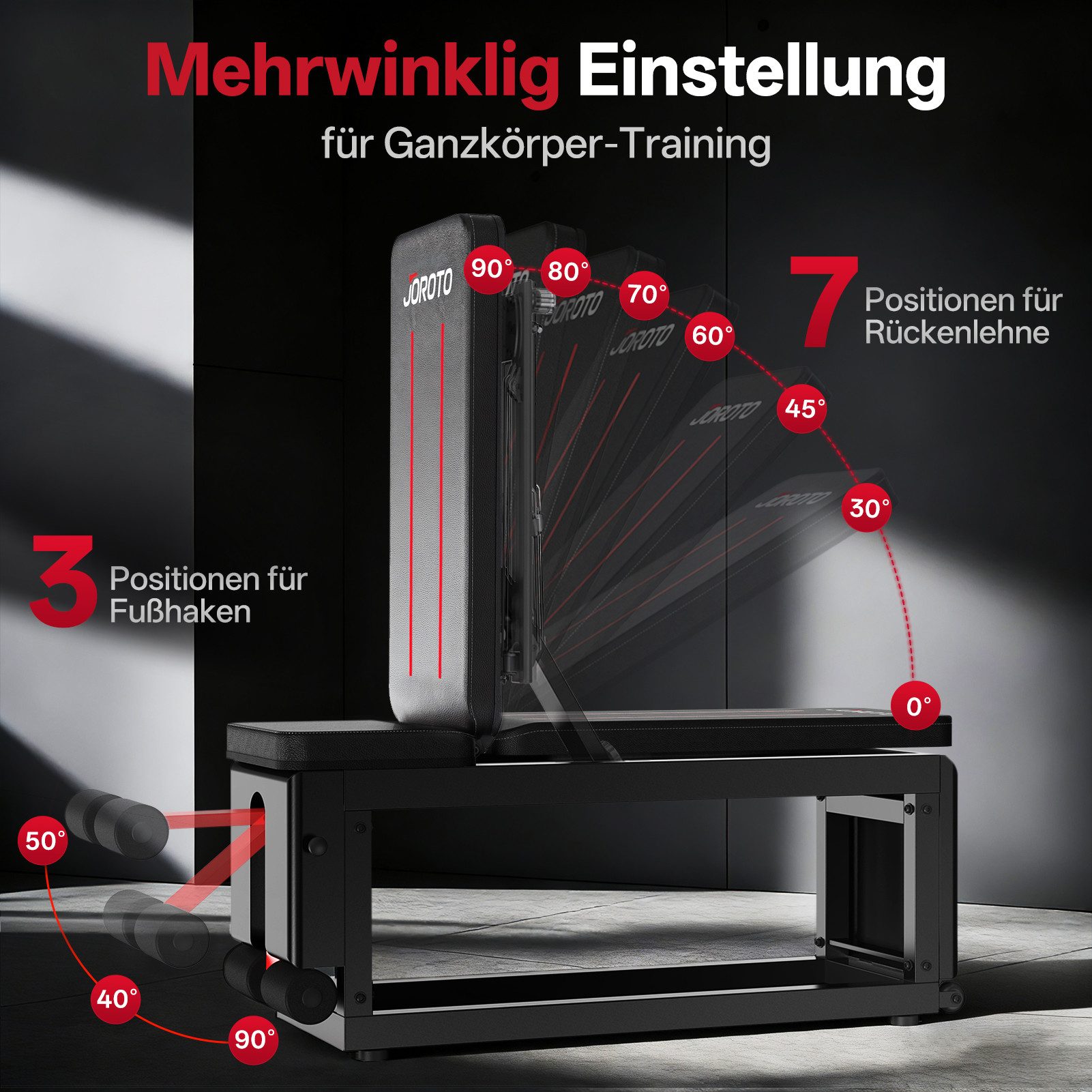 JOROTO Hantelbank Verstellbar Hantelbänke, Multifunktions Trainingsbank für Zuhause