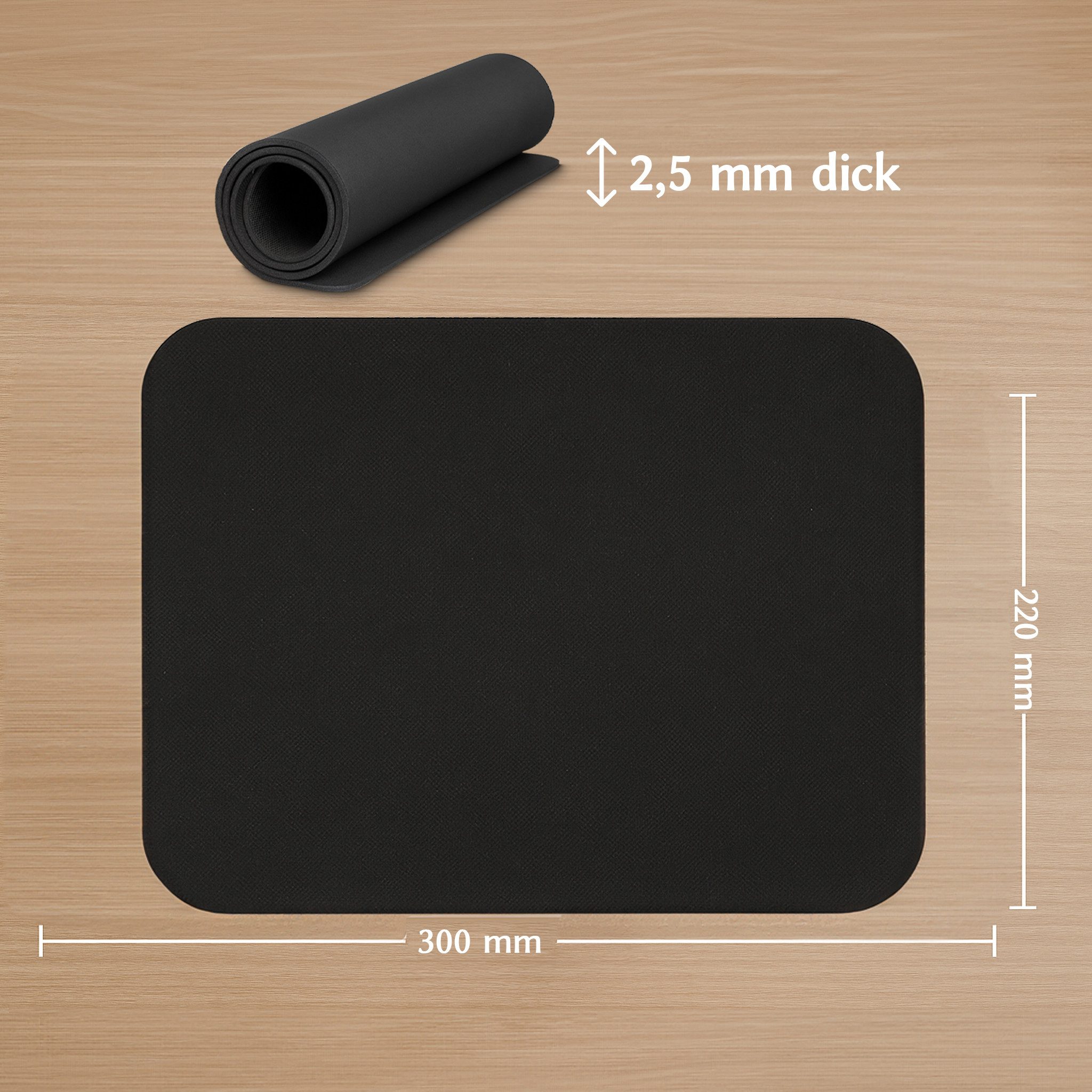 matches21 HOME & HOBBY Mauspad Kleines Mauspad Schwarz 220 x 300 mm (1-St), Anti-Rutsch Gaming Mauspad – Bild 2 von 5