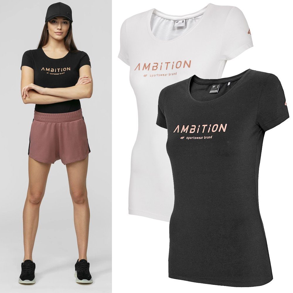 4F Kurzarmshirt 4F - Ambition - Damen T-Shirt, Baumwollshirt weiß