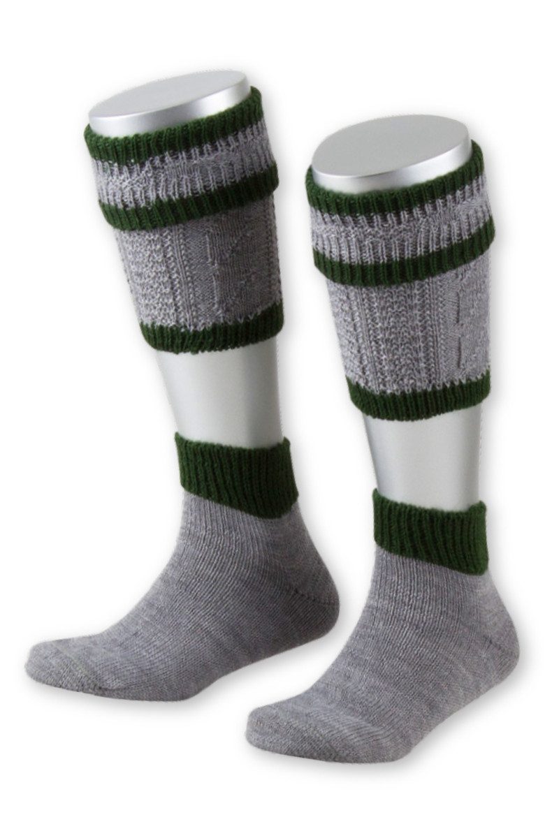 Isar-Trachten Trachtensocken Loferl - BUBI - grau/dunkelgrün