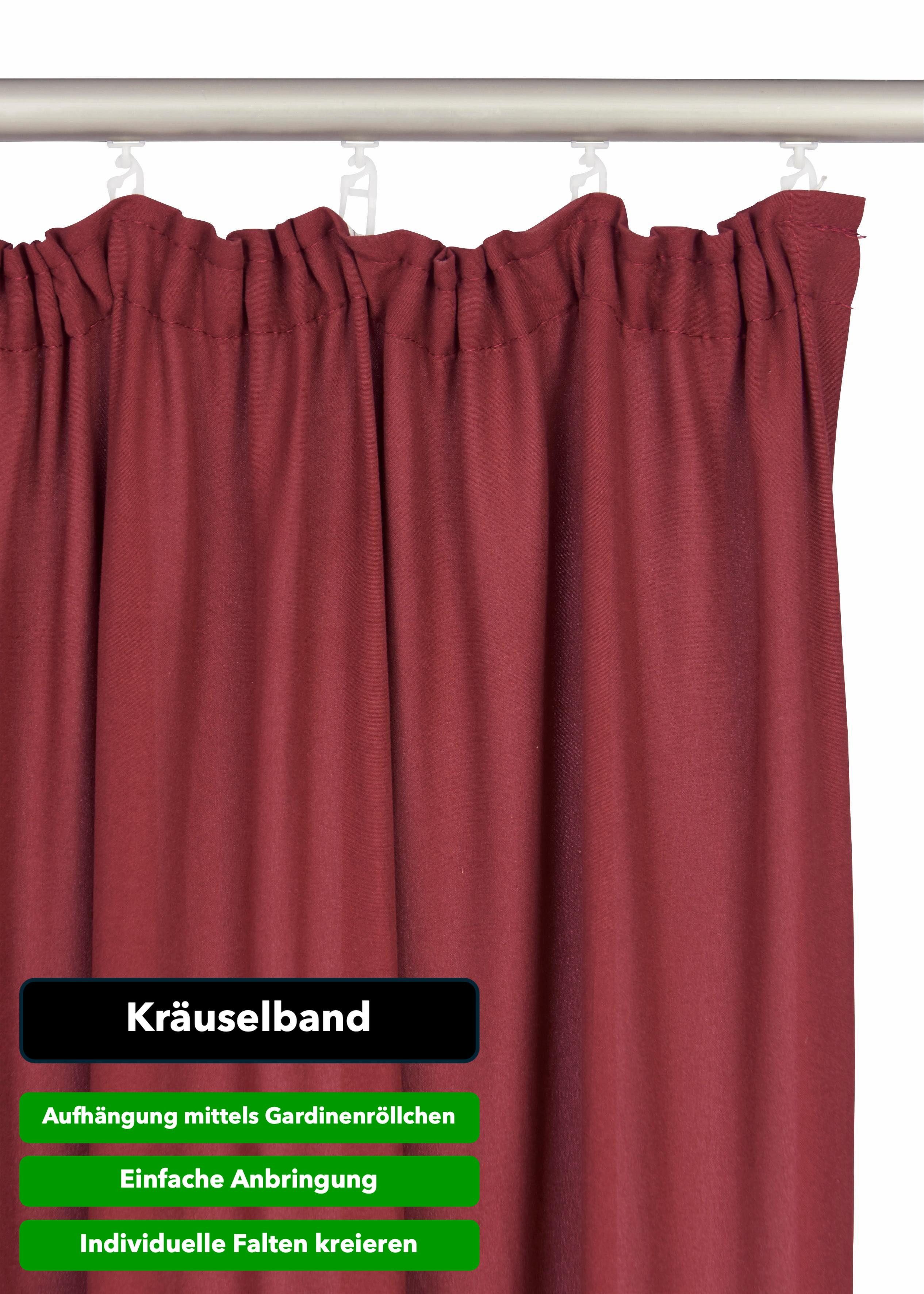 OTTO home Vorhang Parry mit Kräuselband, 2er Set, blickdicht, Topseller (2 St), Kräuselband, blickdicht, Polyester, 2-er Set, blickdicht, monochrom, basic, einf – Bild 4 von 5
