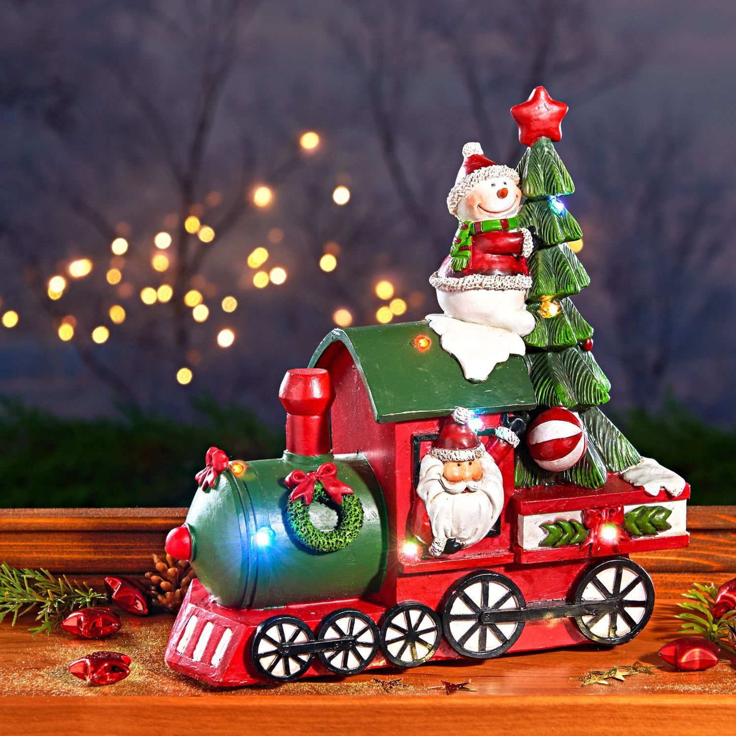 3PAGEN Dekofigur LED-Weihnachtszug mit Musik und Licht Farbwechsel Weihnach günstig online kaufen